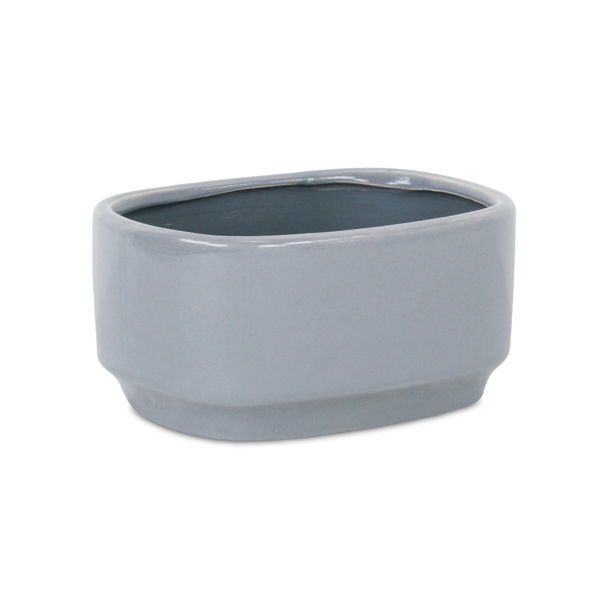 Elegora Wide Curved Rectangular Straight Side Ceramic Pot - Large - Gray
