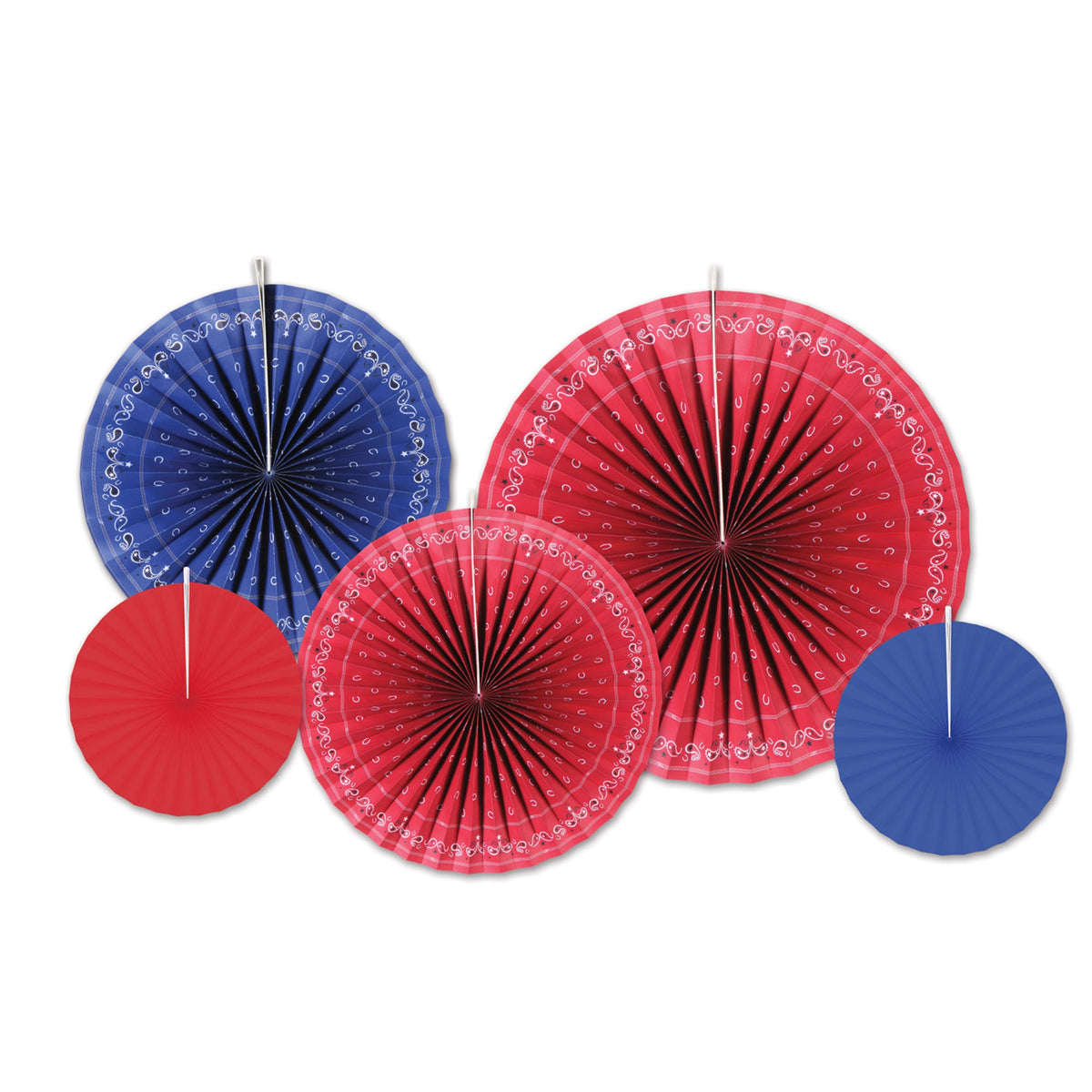 Bandana Accordion Paper Fans, (Pack Of 12)