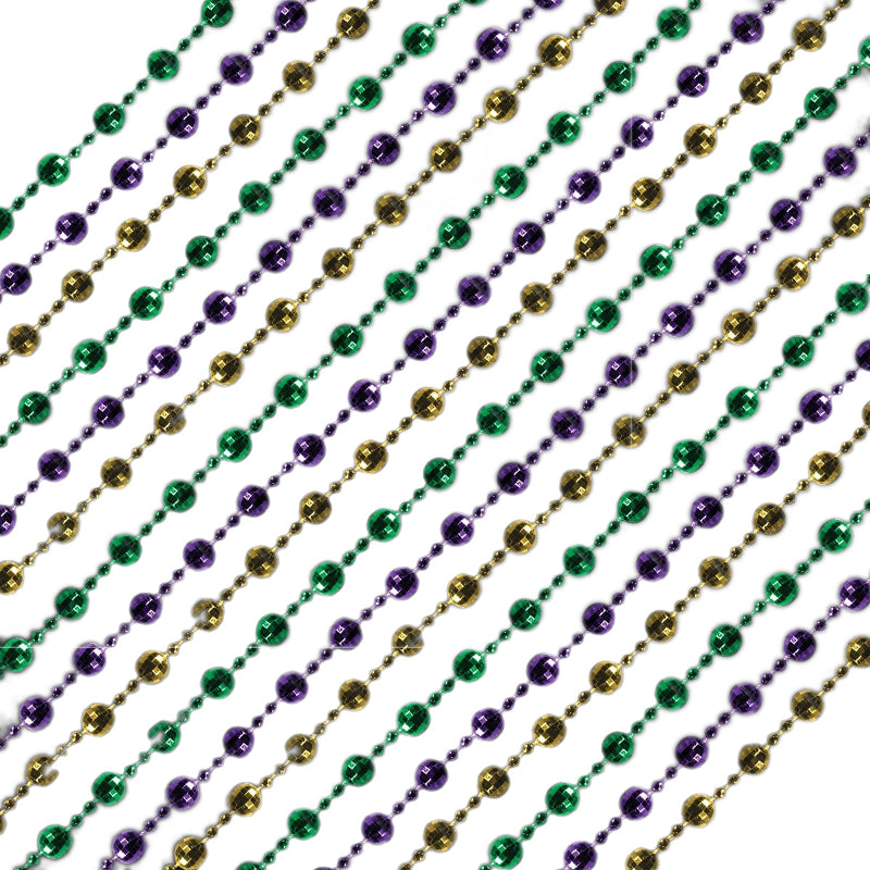 Round Disco Bead Necklaces Purple Gold and Jade Pack of 12