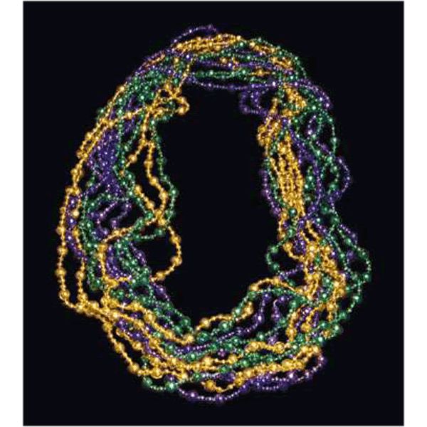 Purple Gold and Jade Disco Bead Mardi Gras Necklace Pack of 12