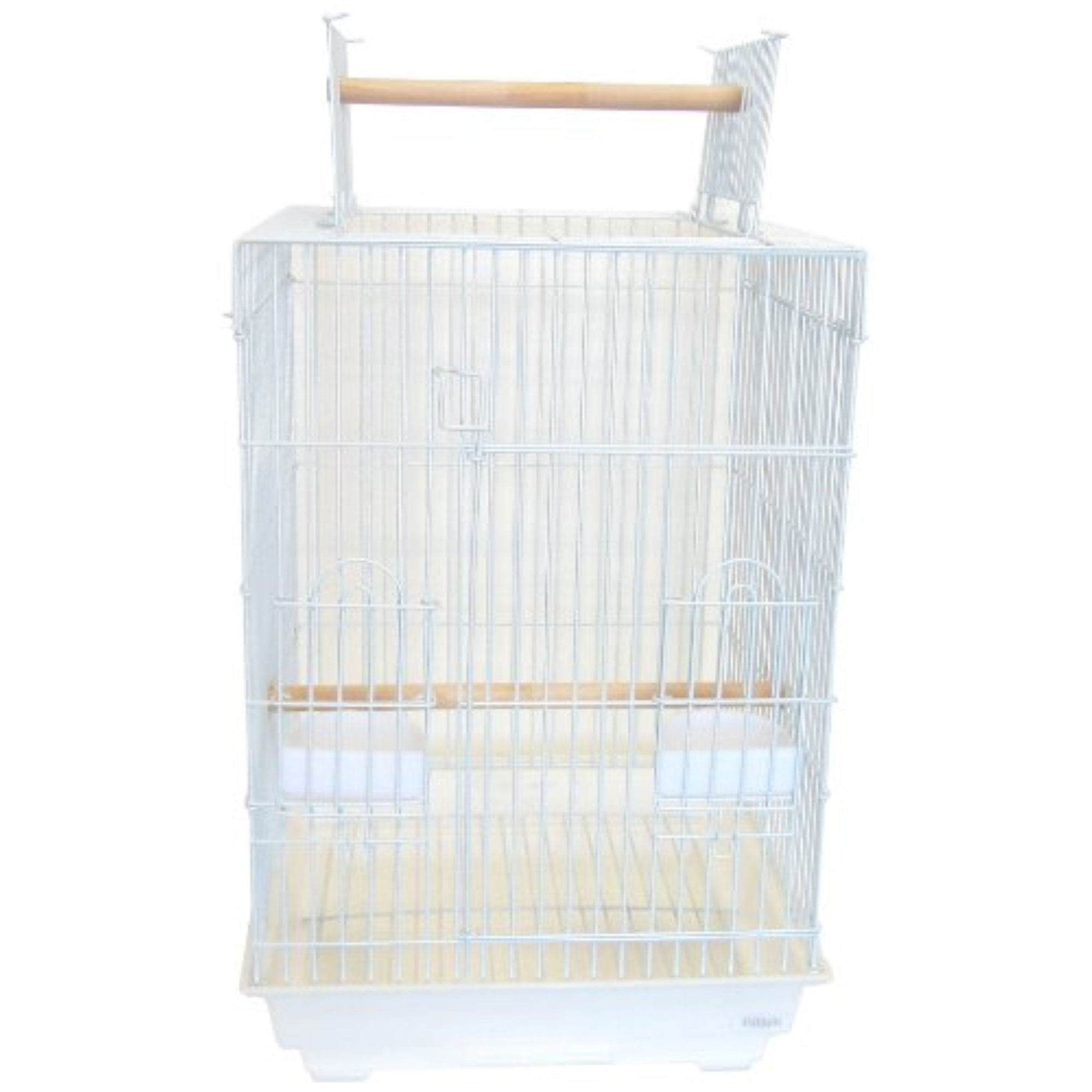 3/4' Bar Spacing Open Top Small Parrot Cage - 18'X18X27'(Top Closed) In White