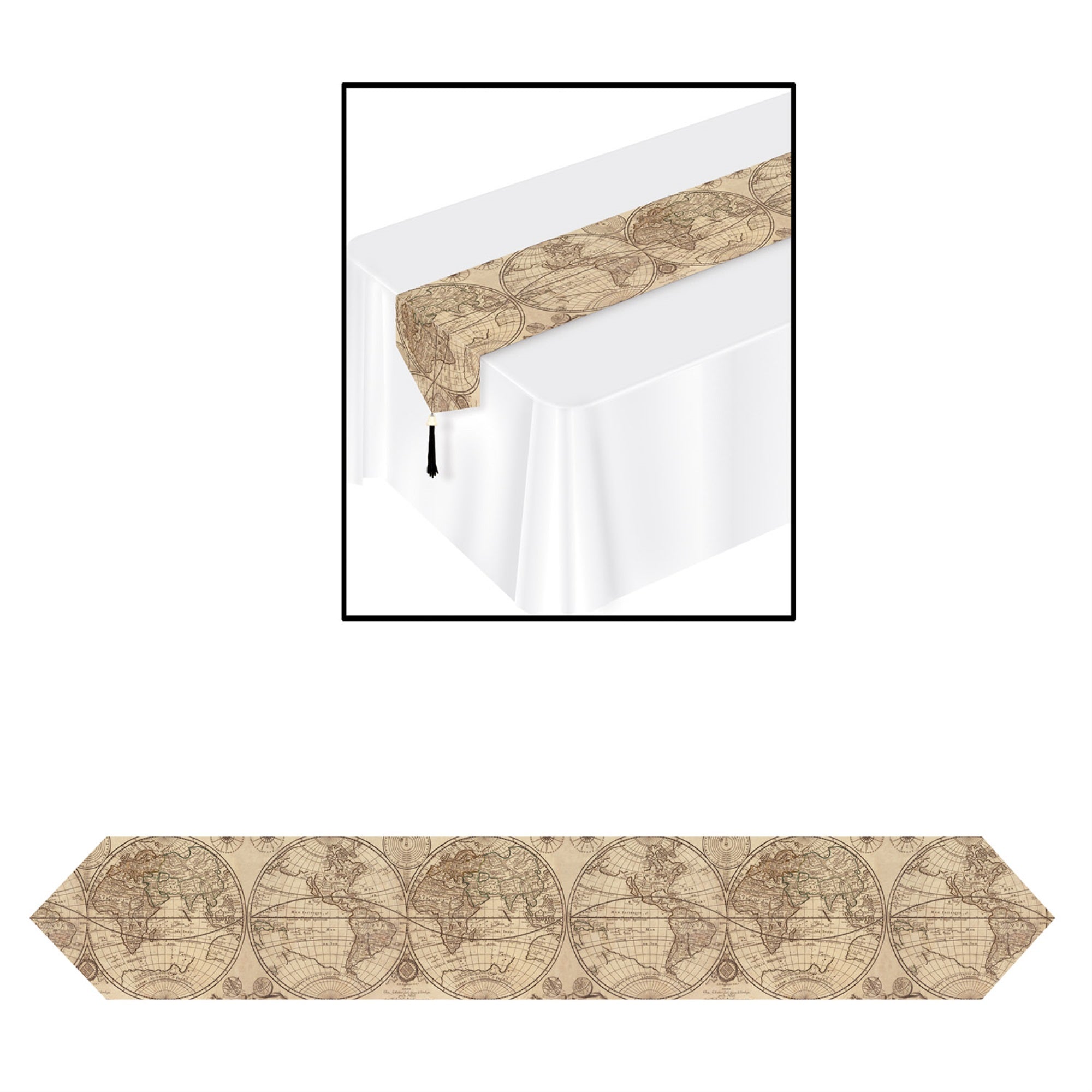 Printed Around The World Table Runner, (Pack Of 12)