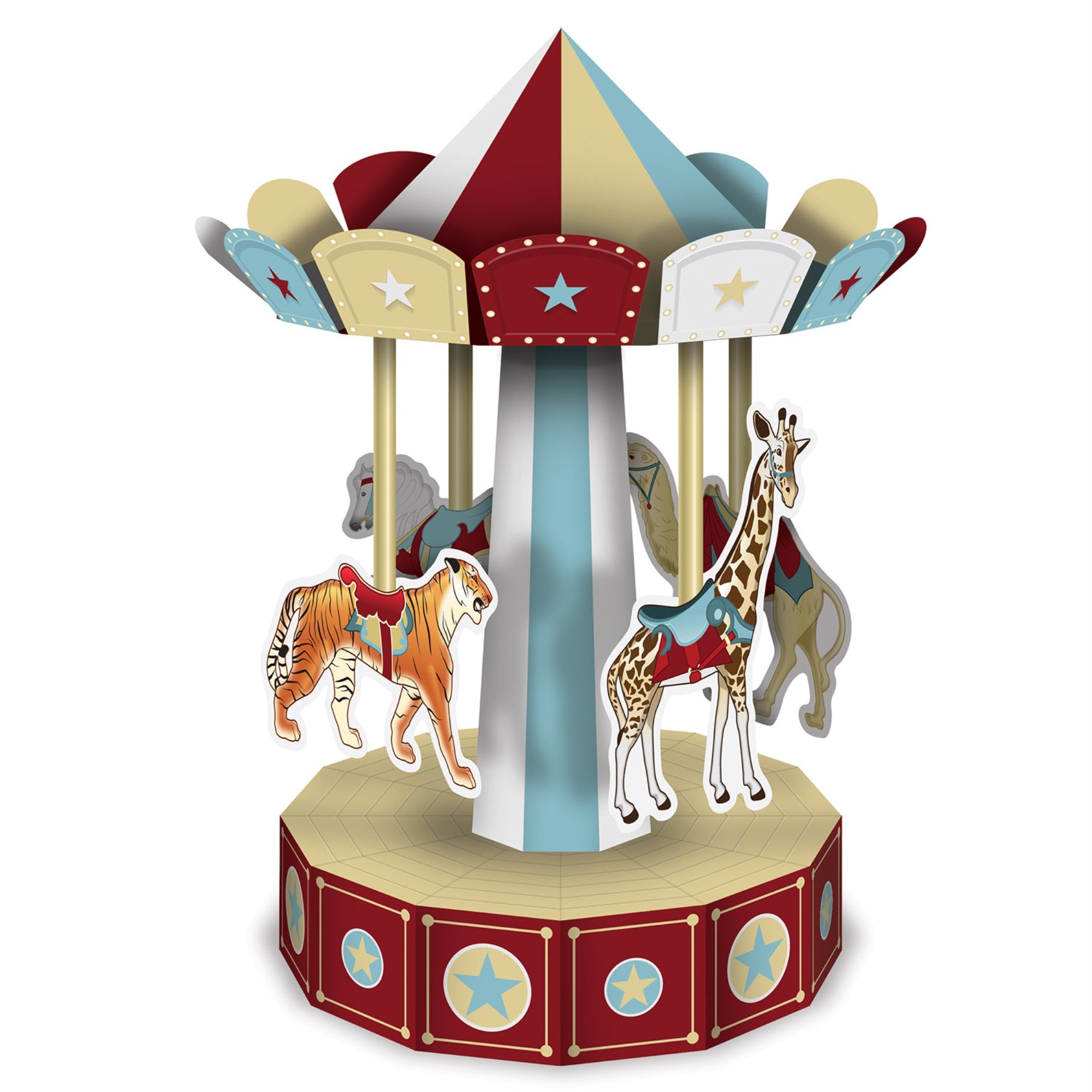 3-D Vintage Circus Carousel Centerpiece, (Pack Of 12)