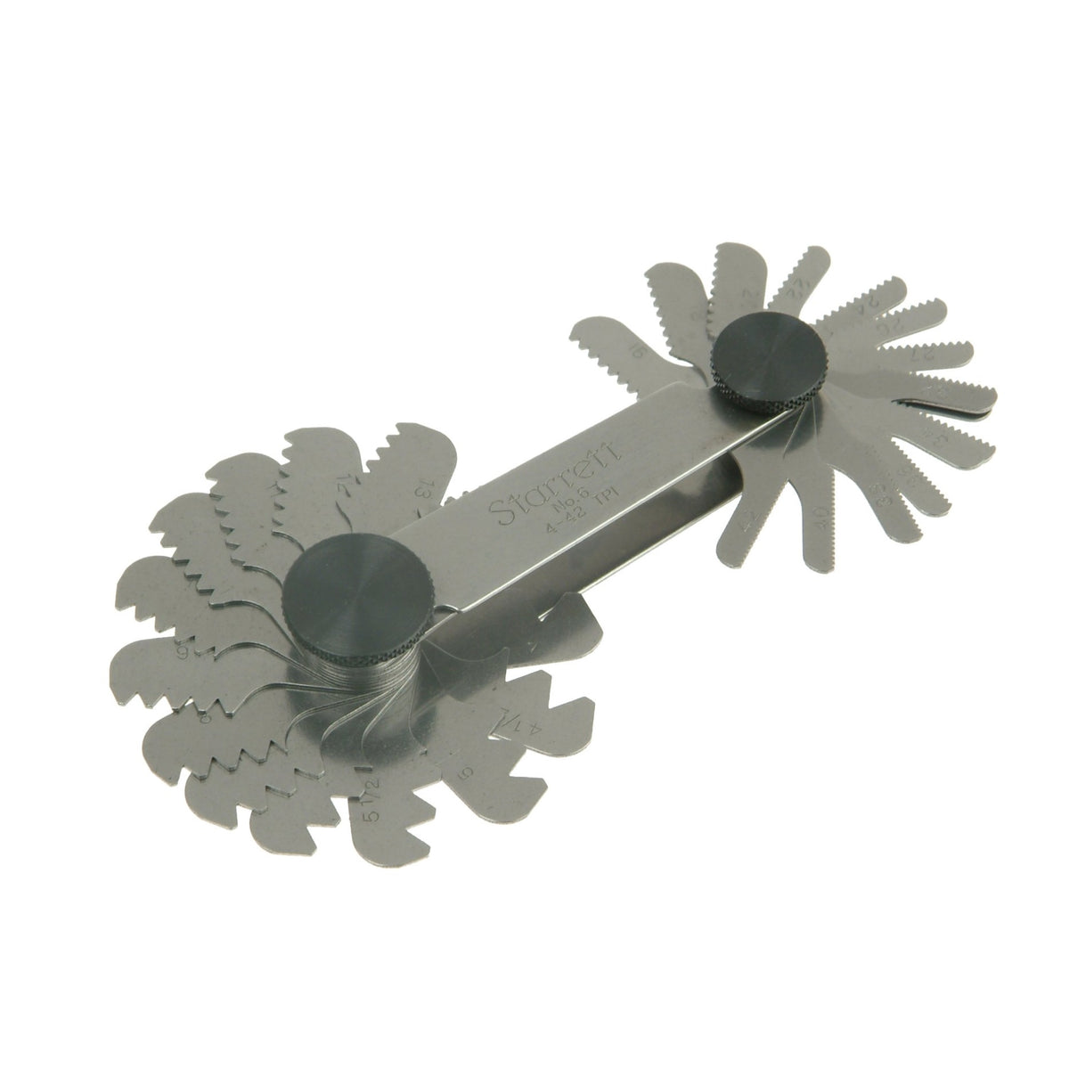 Starrett 6 Screw Pitch Gage With Locking Device, 4-42 Threads Per Inch, 30 Leaves