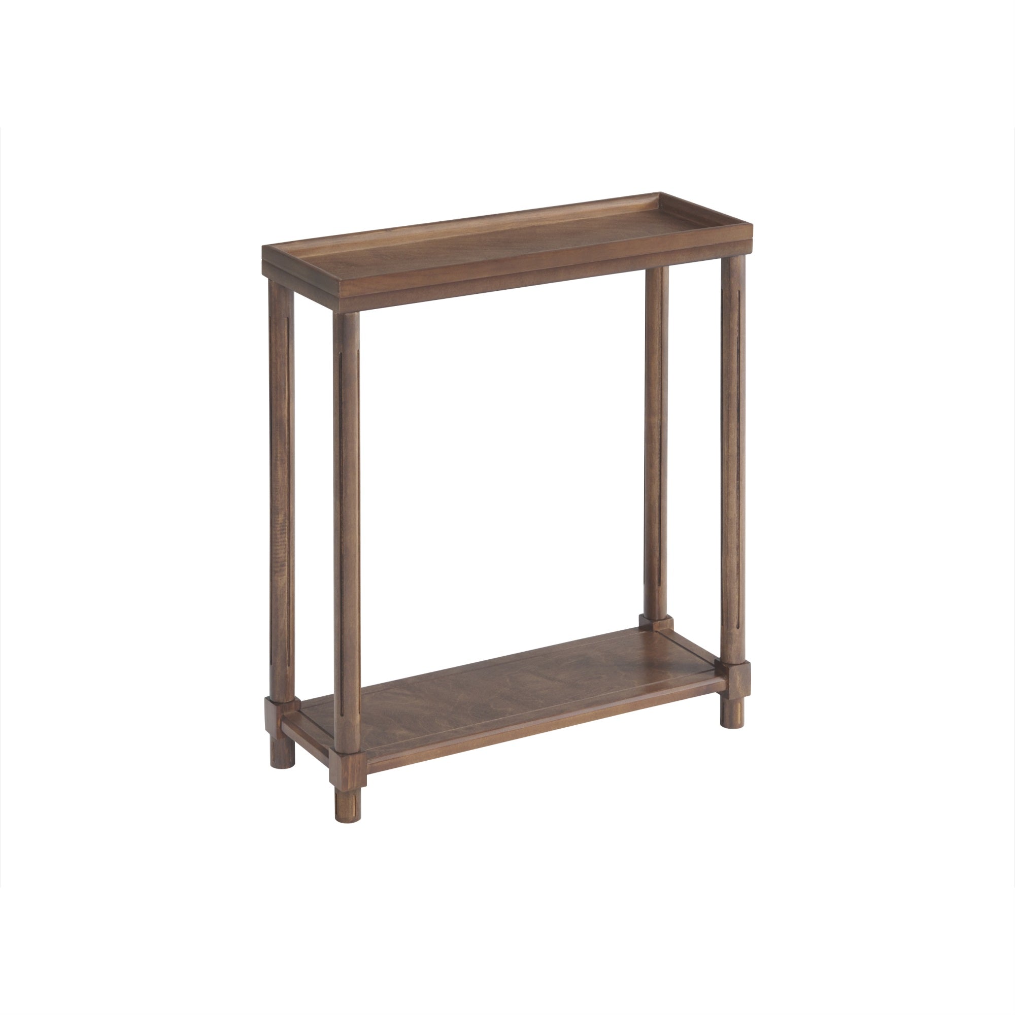New Ridge Home Goods Harrison Narrow Side End Tables With Shelf, Set Of 2, Antique Chestnut