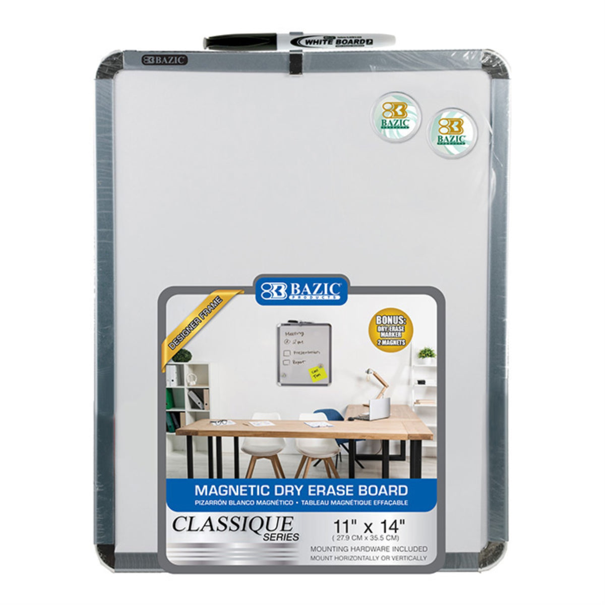 Bazic 11' X 14' Magnetic Dry Erase Board W/ Marker & 2 Magnets