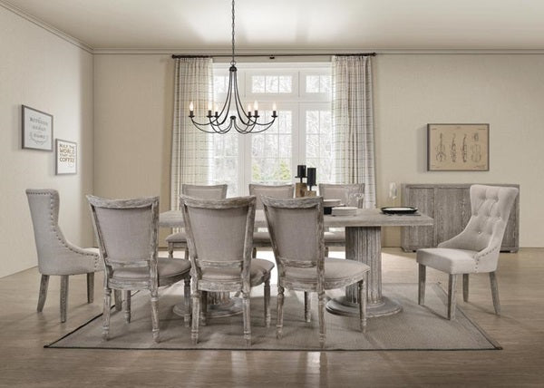 Dining Chair (Set-2) - Fabric & Reclaimed Gray Malaysia
