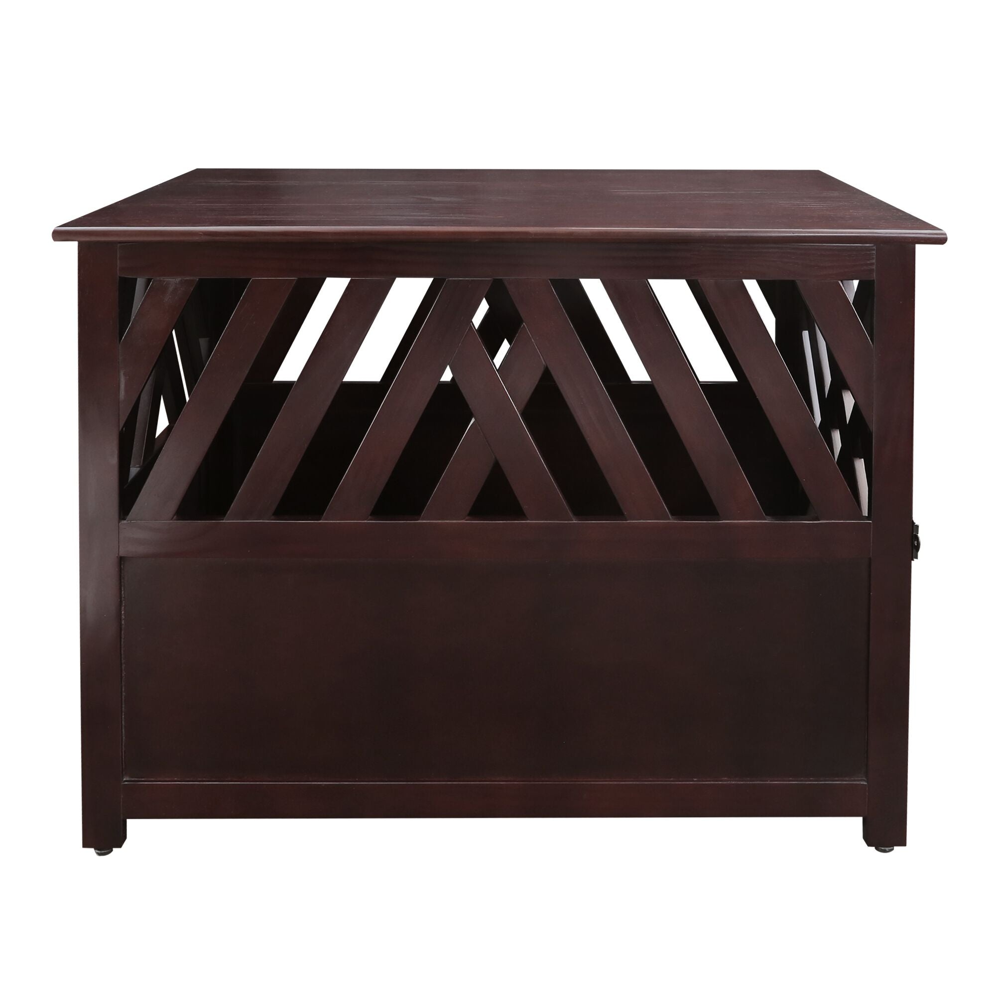 Modern Lattice Wooden Pet Crate End Table - Espresso