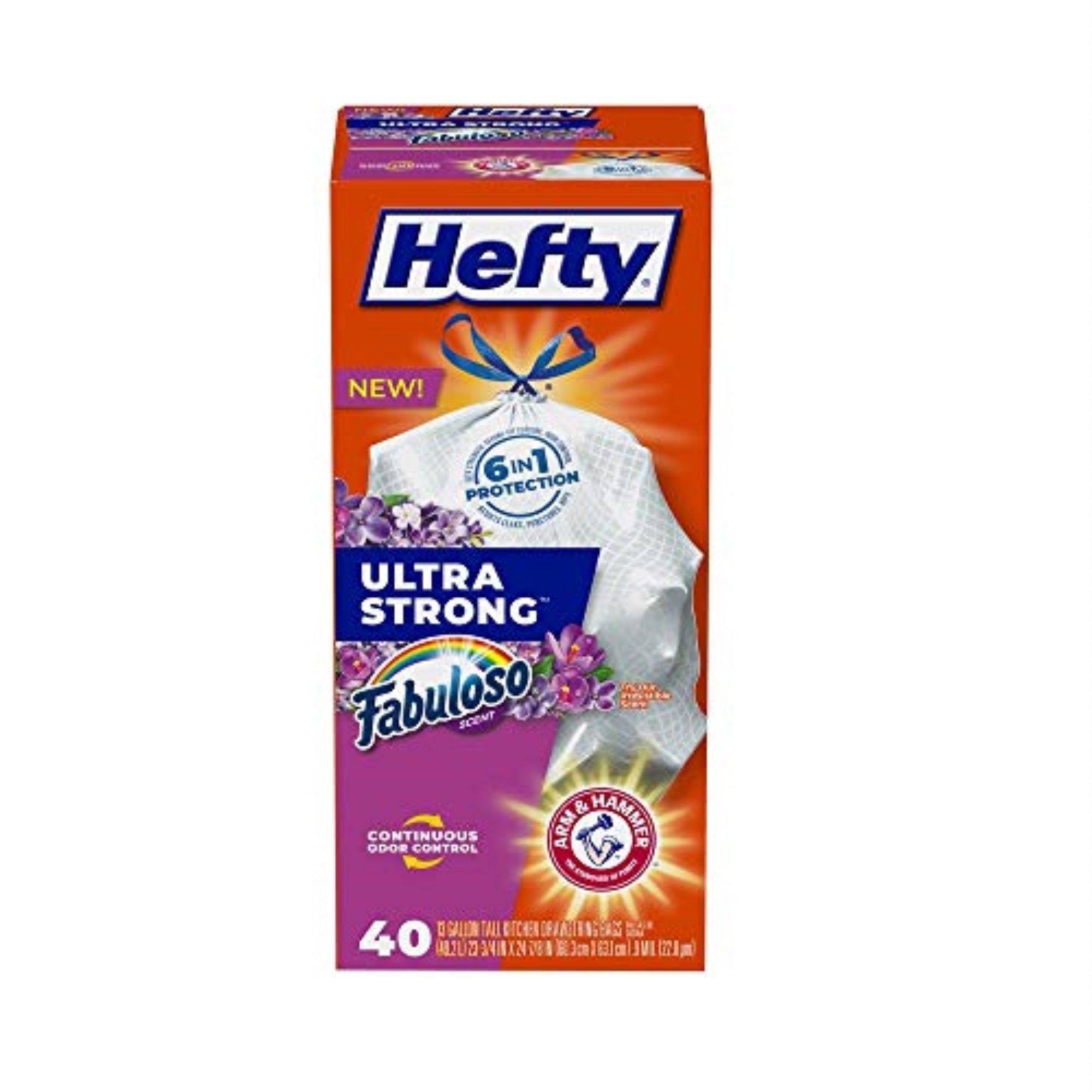 6031806 Kitchen Bag Fab 13G 40Pk Hefty Ultra Strong 13 Gal Fabuloso Scent Tall Kitchen Bags Drawstring 40 Pk (Pack Of 6)