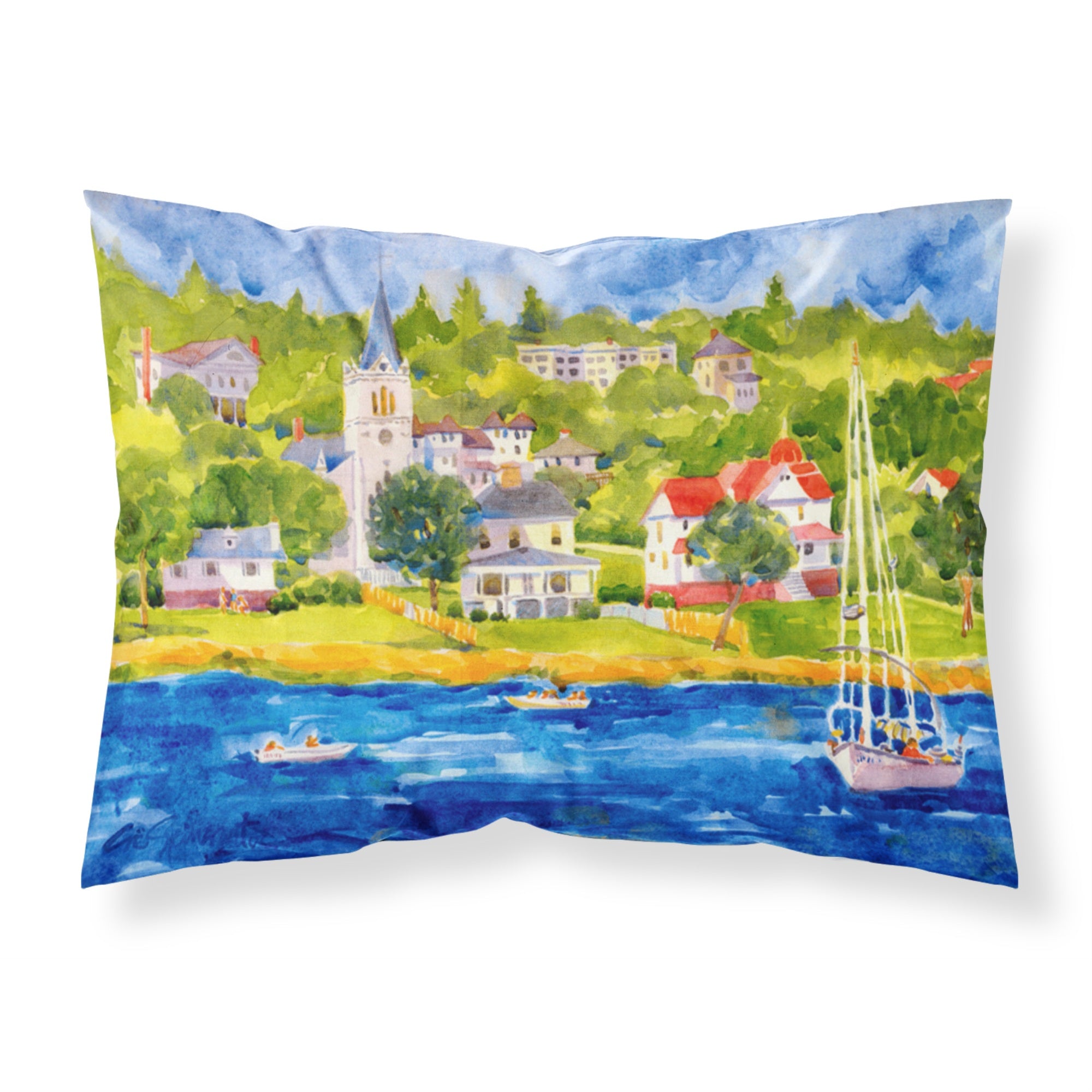 Caroline'S Treasures 6031Pillowcase Harbor Scene With Sailboat Moisture Wicking Fabric Standard Pillowcase, Large, Multicolor,