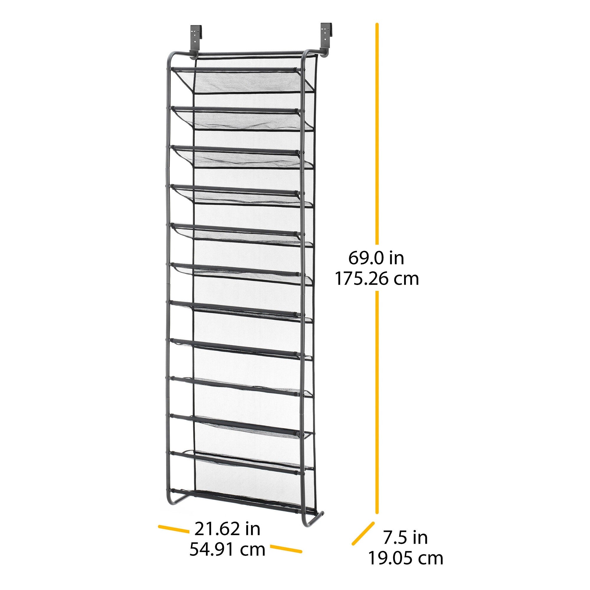 Whitmor 36-pair Over-the-Door Shoe Rack in Gunmetal