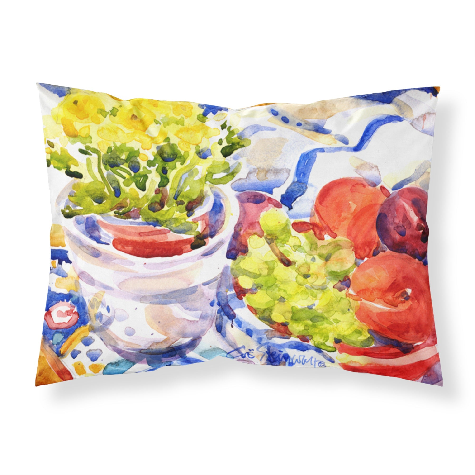 Caroline'S Treasures 6037Pillowcase Apples Plums Grapes With Flowers Moisture Wicking Fabric Standard Pillowcase, Large, Multi