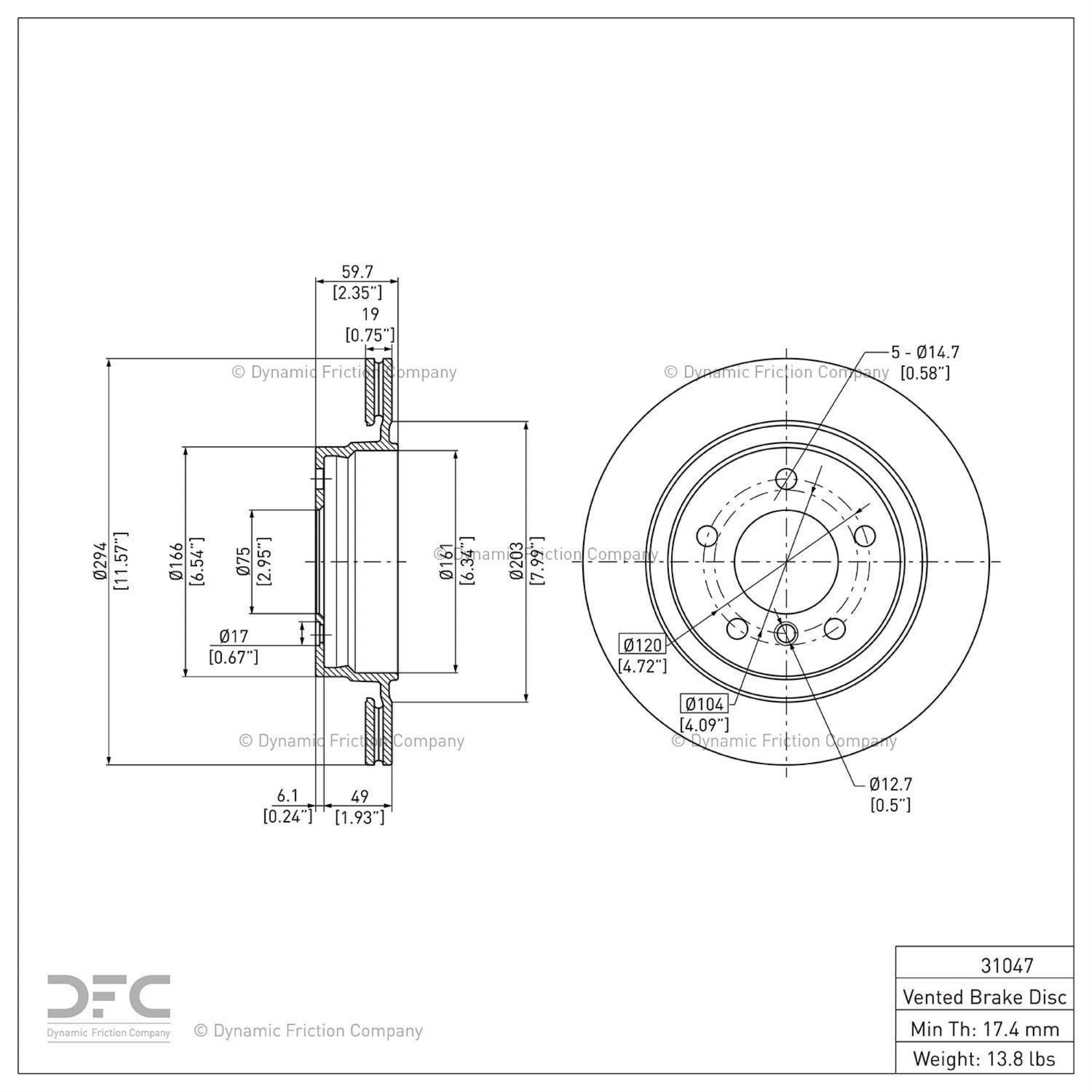 Geospec Coated Rotor - Oem Blank 604-31047