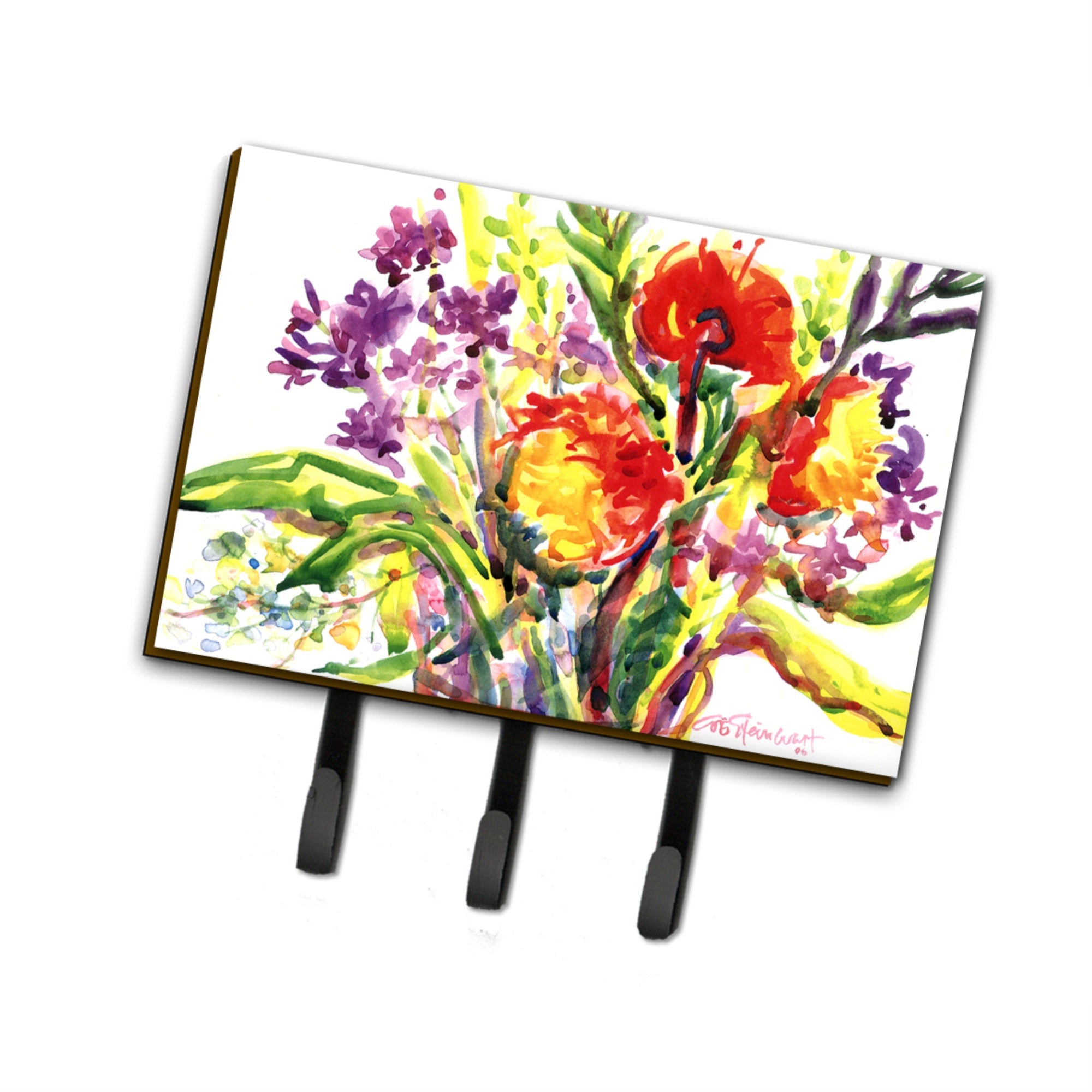 Caroline'S Treasures 6042Th68 Flower Leash Holder Or Key Hook, Large, Multicolor