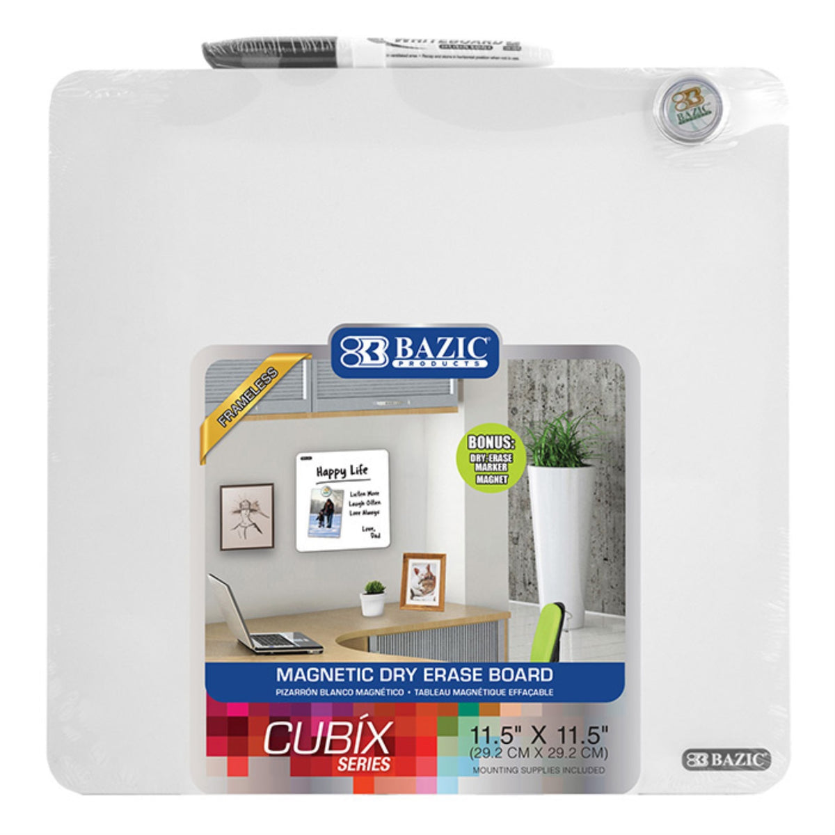 Bazic 11.5' X 11.5' Magnetic Dry Erase Tile /Case Qty - 12
