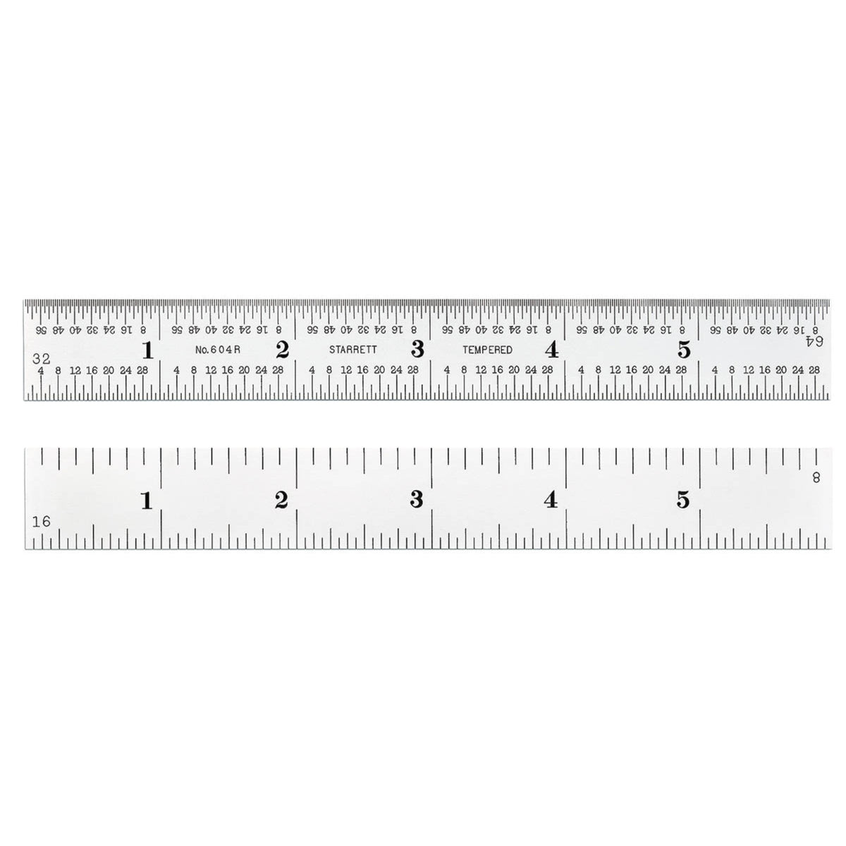 604R-6 6 Spring-Tempered Steel Rules With Inch Graduations, Graduations At 8Ths, 16Ths, Quick-Reading 32Nds, And 64Ths