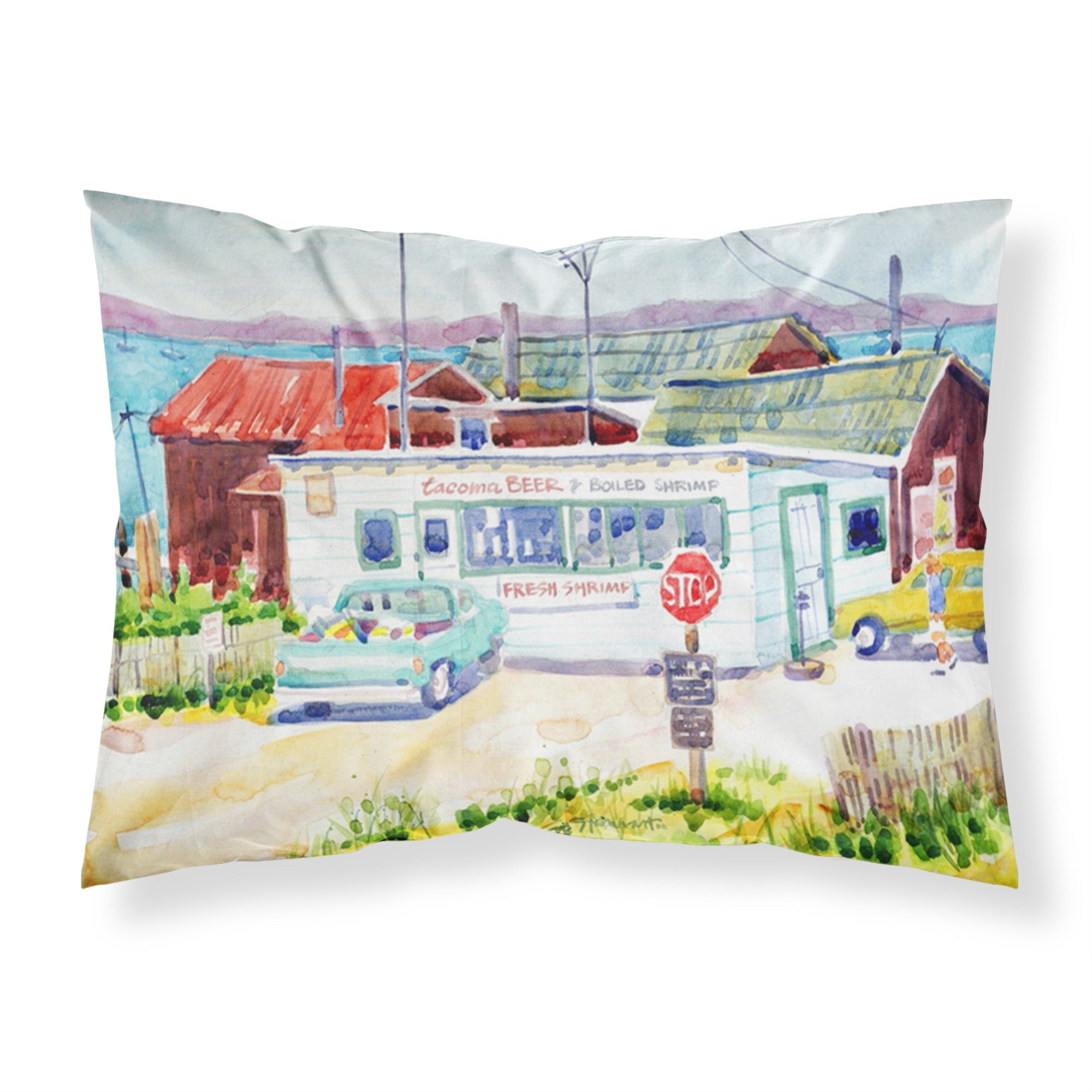 Caroline'S Treasures 6054Pillowcase Seafood Shack For Fresh Shrimp Moisture Wicking Fabric Standard Pillowcase, Large, Multico