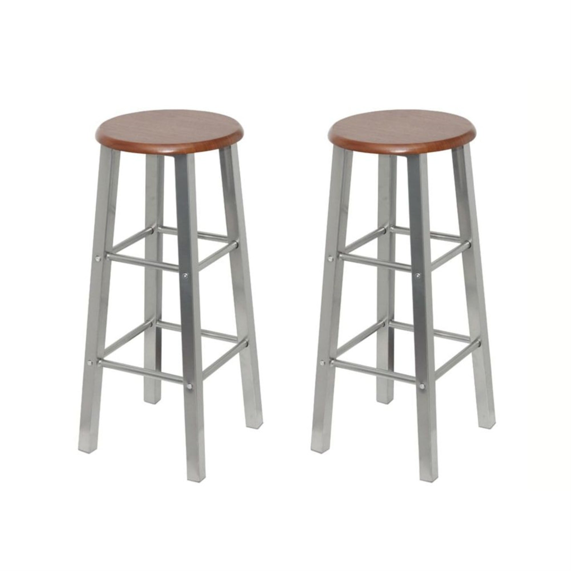 Vidaxl Bar Stools 2 Pcs Metal With Mdf Seat