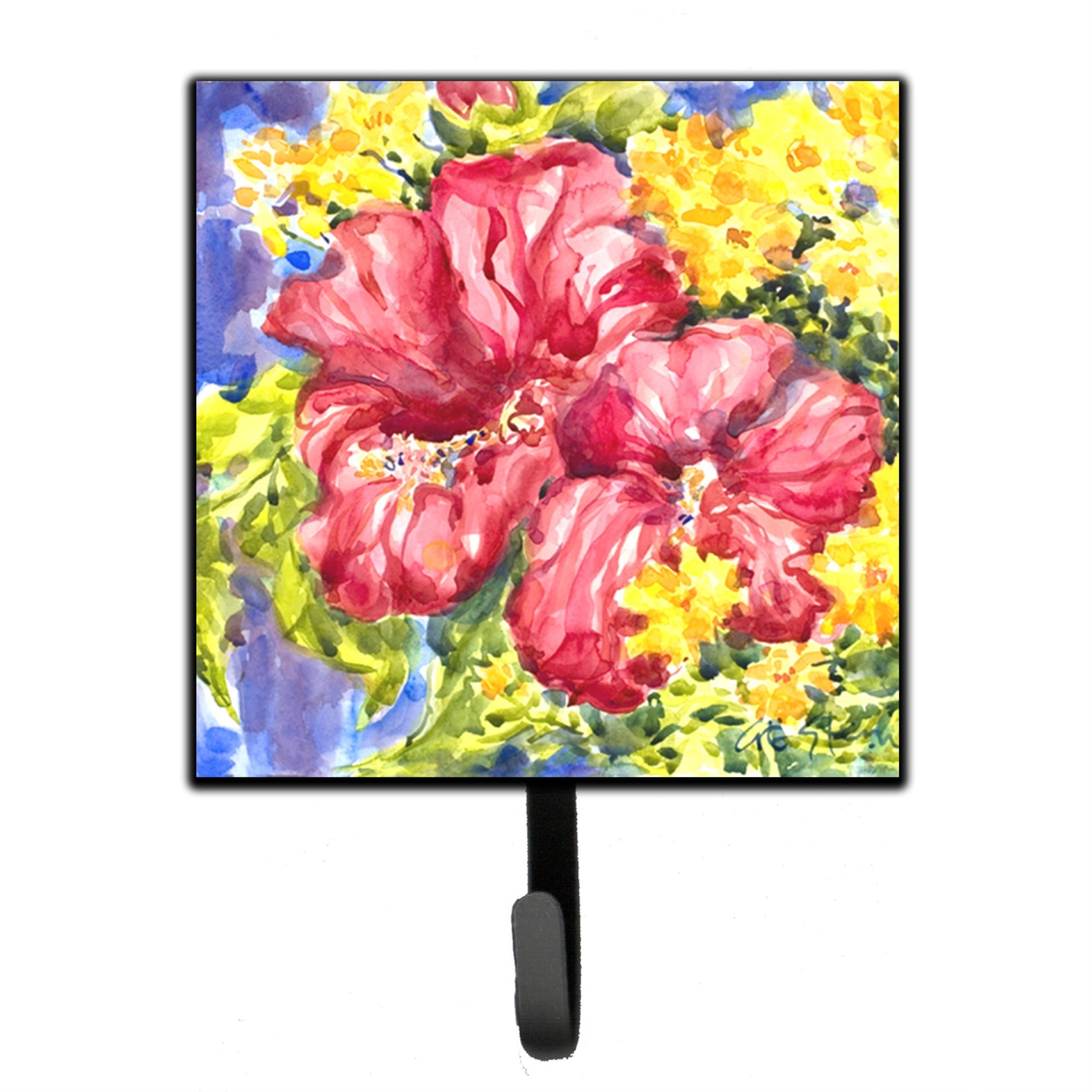 Caroline'S Treasures 6056Sh4 Flower-Hibiscus Leash Holder Or Key Hook, Small, Multicolor