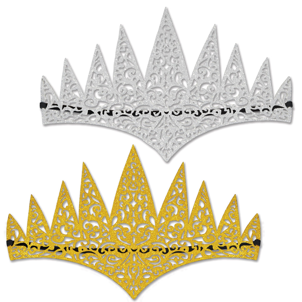 Glittered Laser Cut Tiaras, (Pack Of 12)