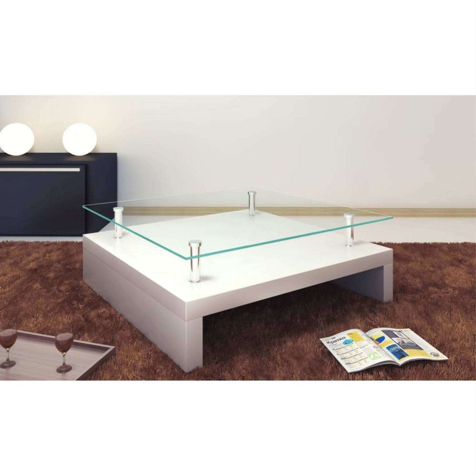 Vidaxl Coffee Table With Glass Top White