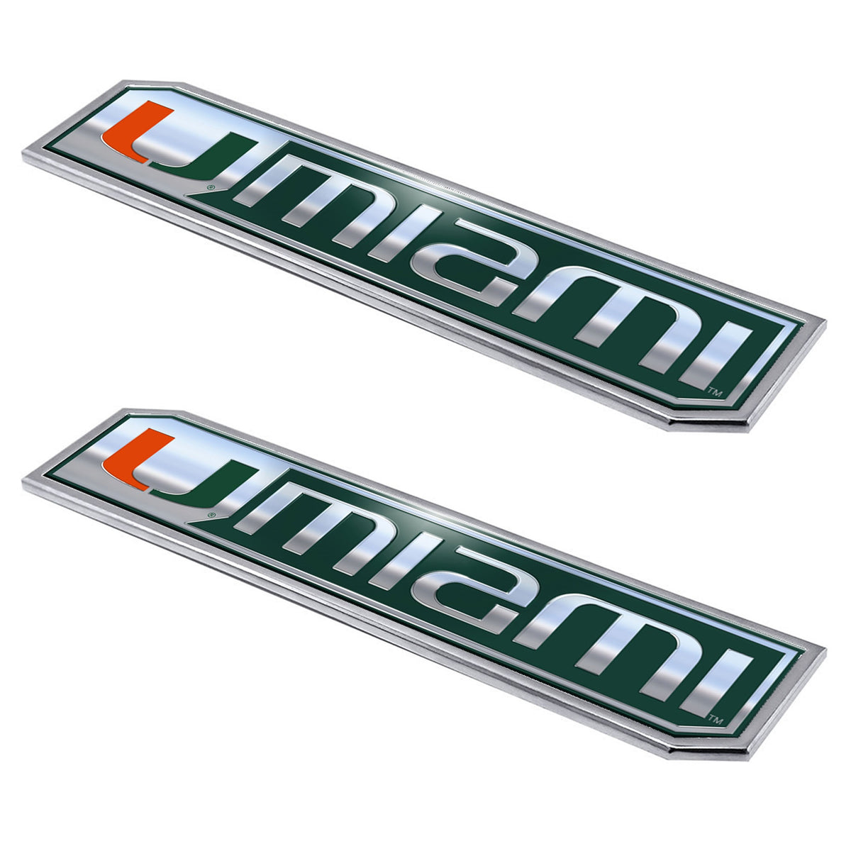 Fanmats, University Of Miami Embossed Truck Emblem 2-Pk