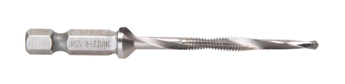 Greenlee Dtap8-32 Combination Drill, Tap, And Deburr Bit With Quick Change Hex, 8-32 Nc