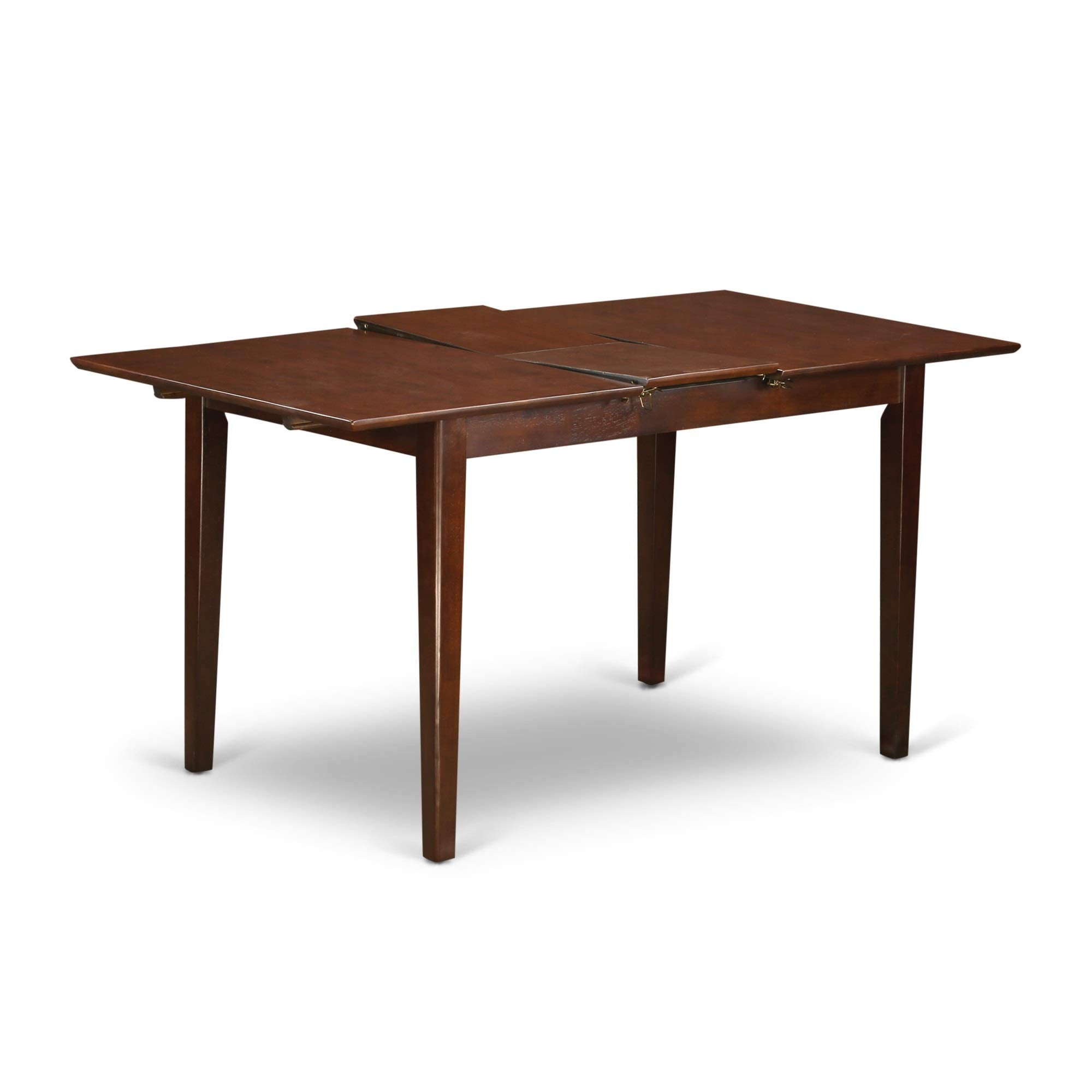 Casafoyer PSML5-MAH-LC 5 Piece Kitchen Table Set for 4 Includes a Rectangle Dining Room Table with  Leaf and 4 Faux Leather Upholstered Chairs, 32x60 Inch, Mahogany