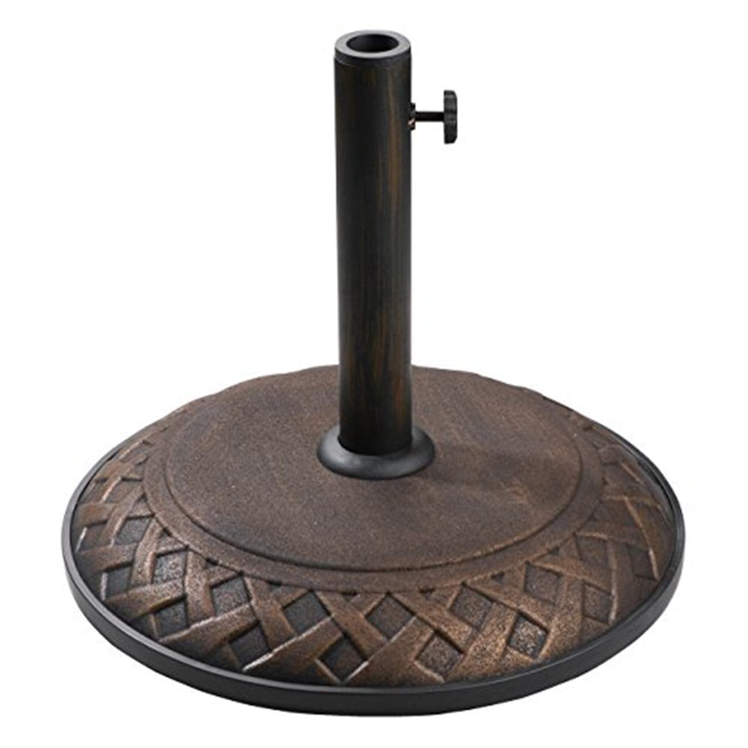 Resin Compound Basket Weave Umbrella Base - Bronze