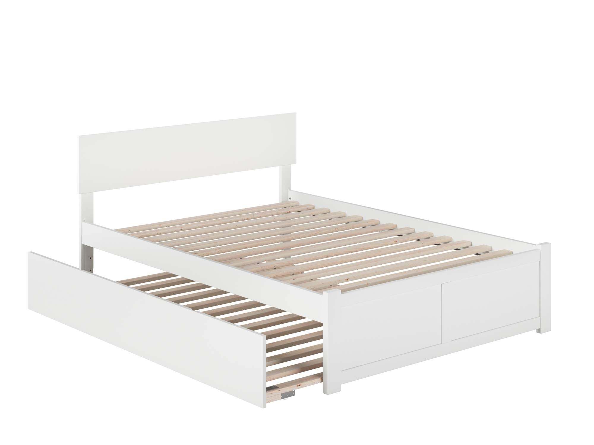 Orlando Full Platform Bed with Footboard & Full Trundle in White
