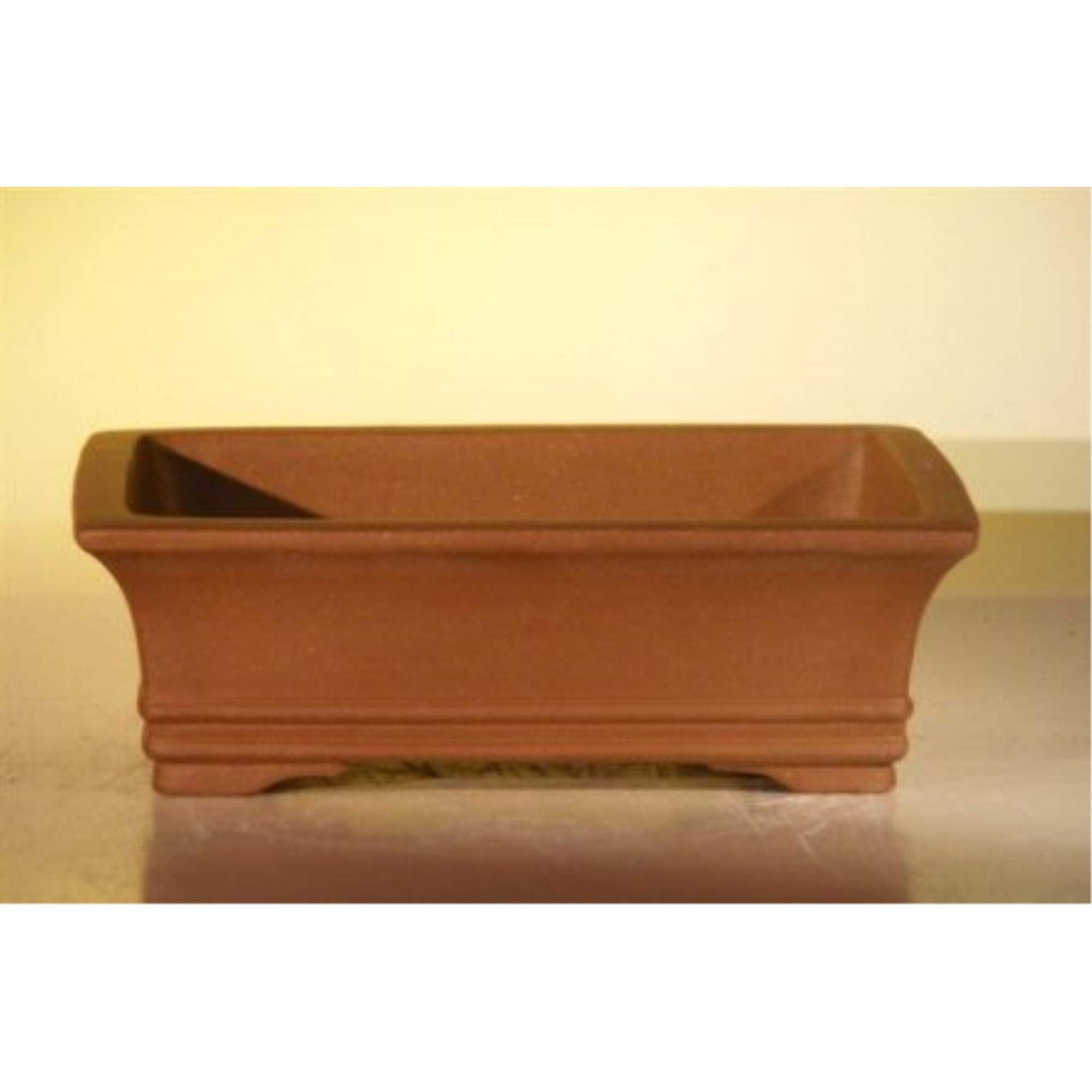 Brown Unglazed Ceramic Bonsai Pot - Rectangle <br><i>10 x 7.875 x 3.125</i>
