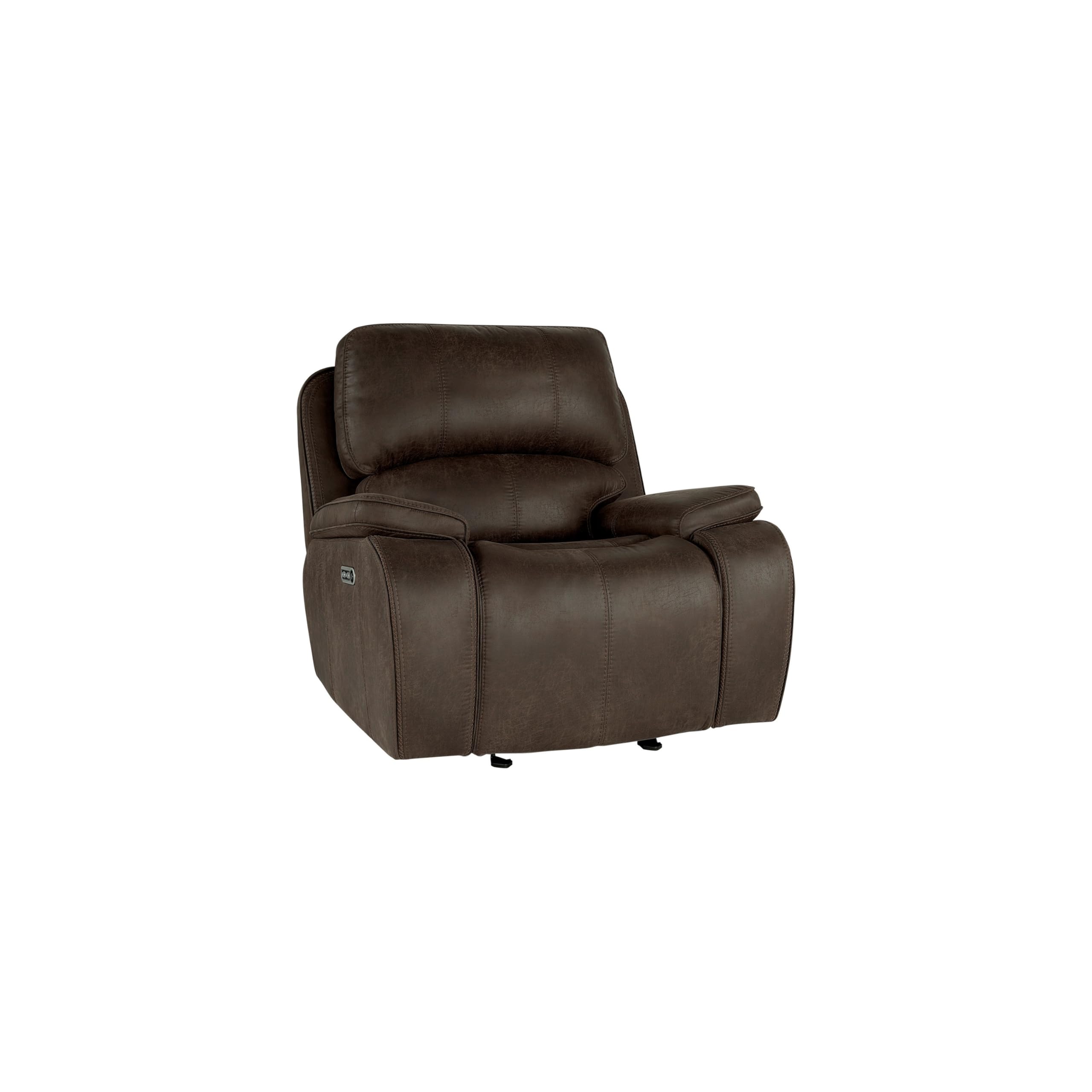 Talo 42 Inch Glider Chair, Power Recliner, USB C Port, Brown Faux Leather