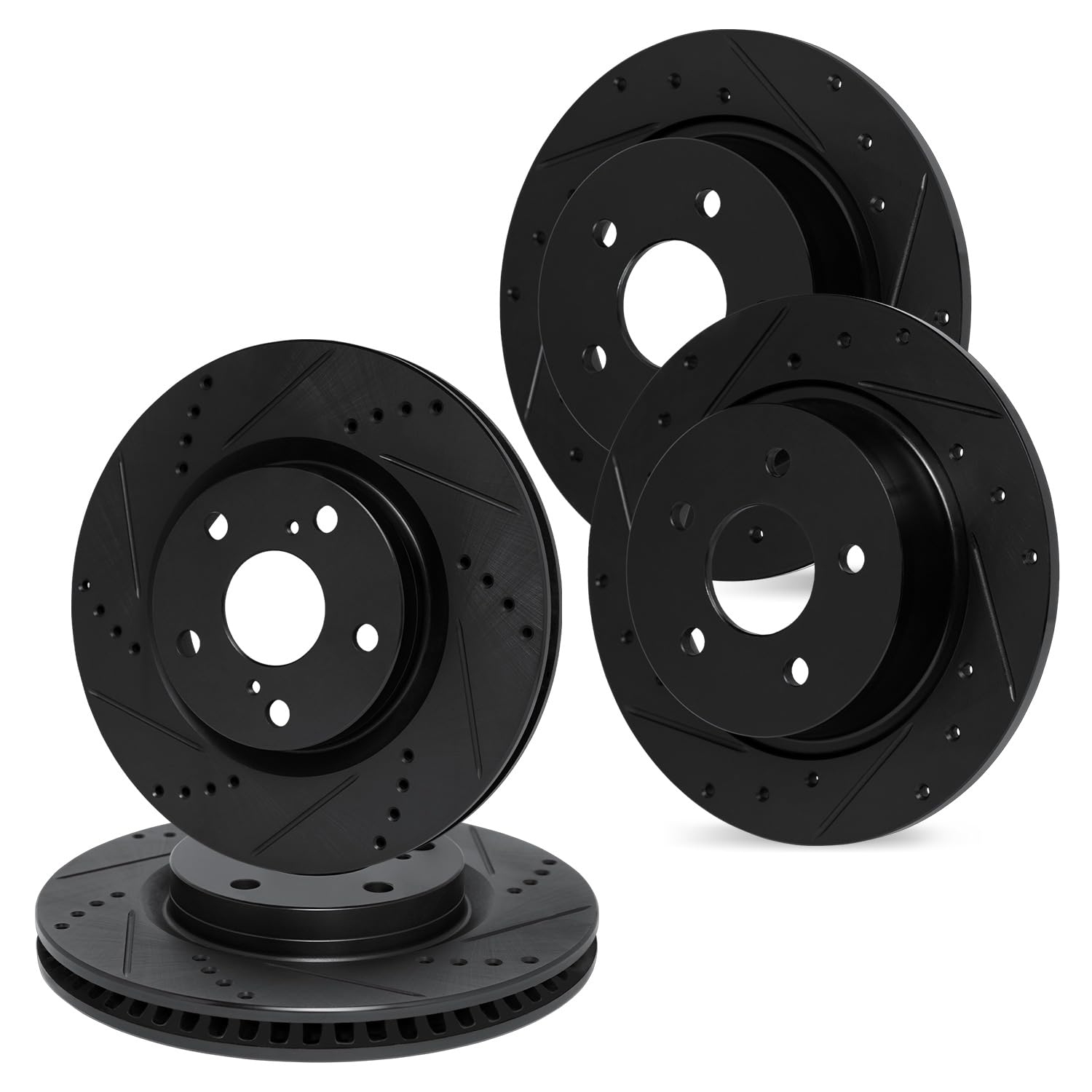 R1 Concepts Drilled and Slotted Black Disc Brake Rotor Set WHPN2-03029