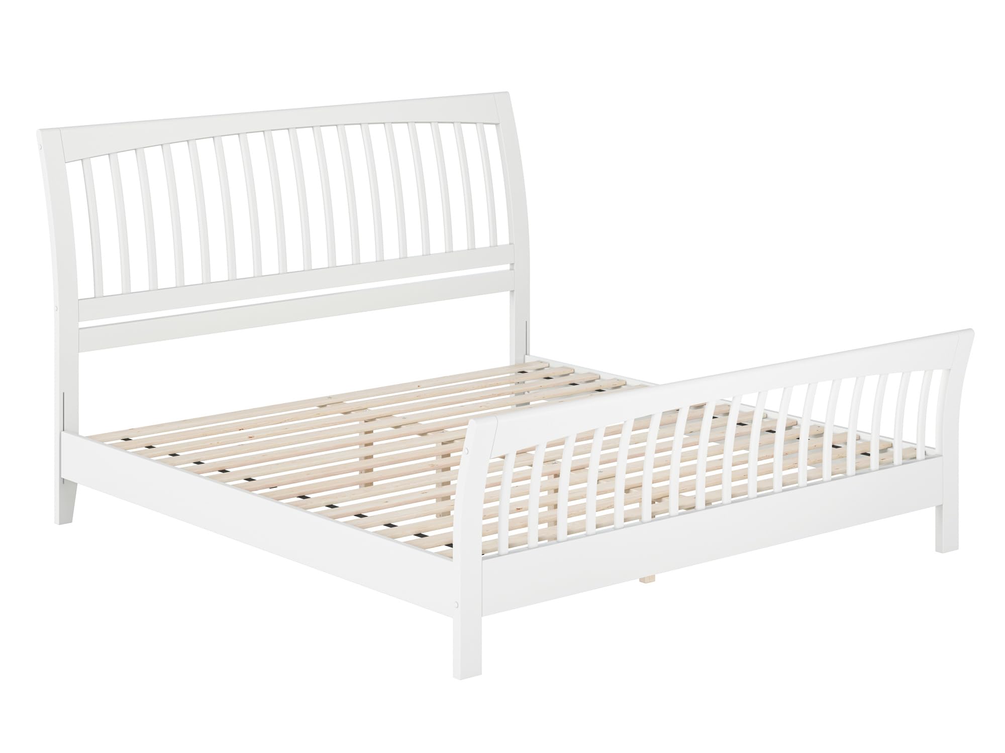 Orleans King Solid Wood Low Profile Platform Bed with Matching Footboard in White