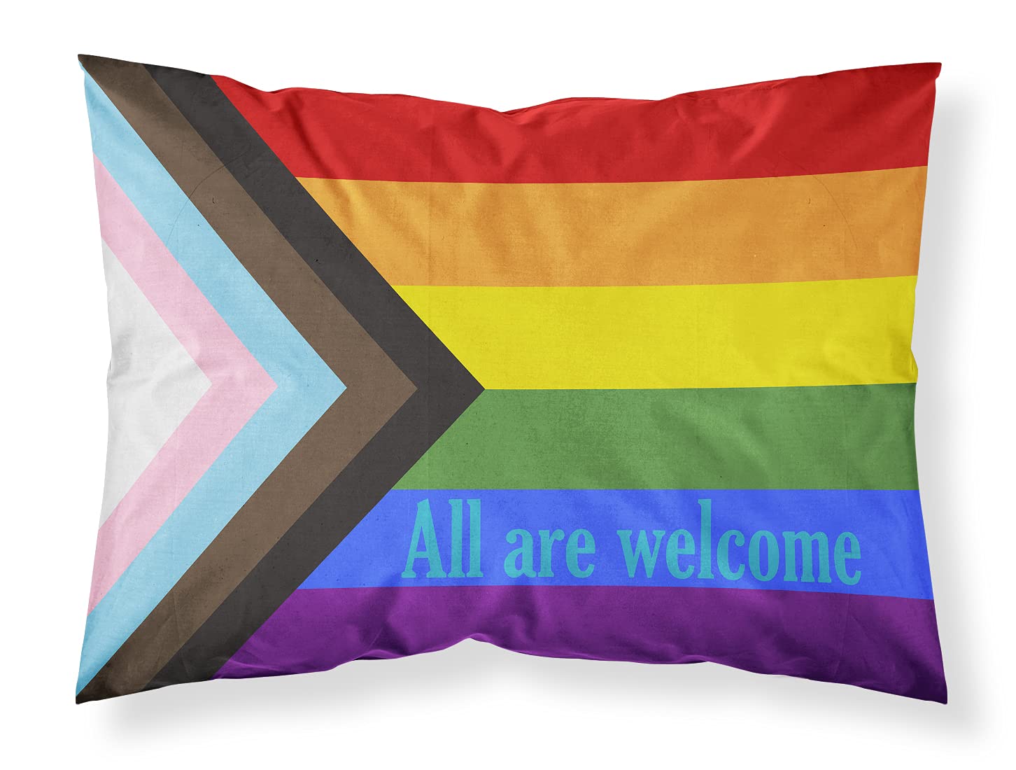 Carolines Treasures CK7990PILLOWCASE Gay Progress Pride All are Welcome Fabric Standard Pillowcase Lightweight Super Soft Easy Care Decorative Artwork Pillowcase, Standard