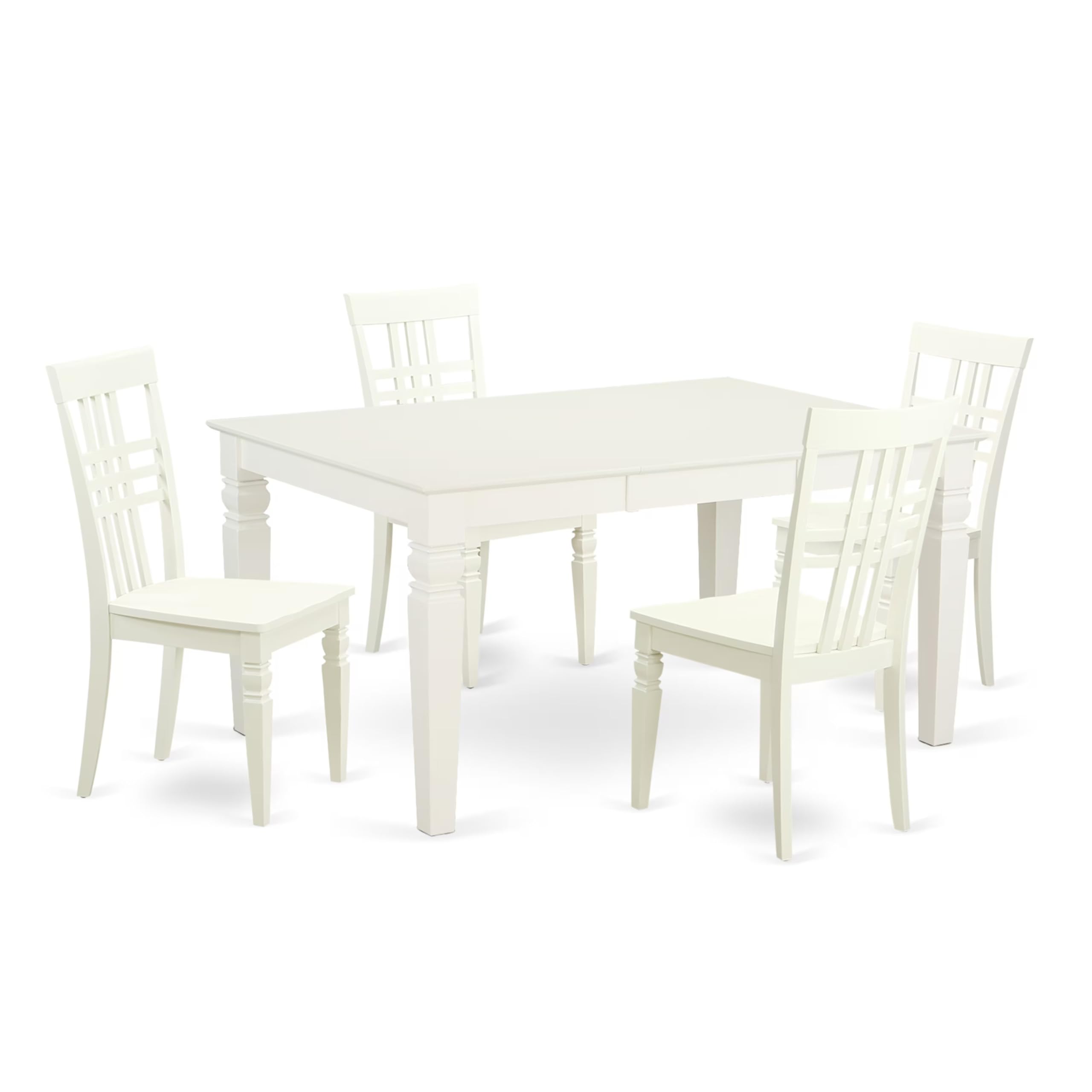 5  Pcrectangular  Table  and  4  Wood  Chairs  for  Dining  room  in  Linen  White