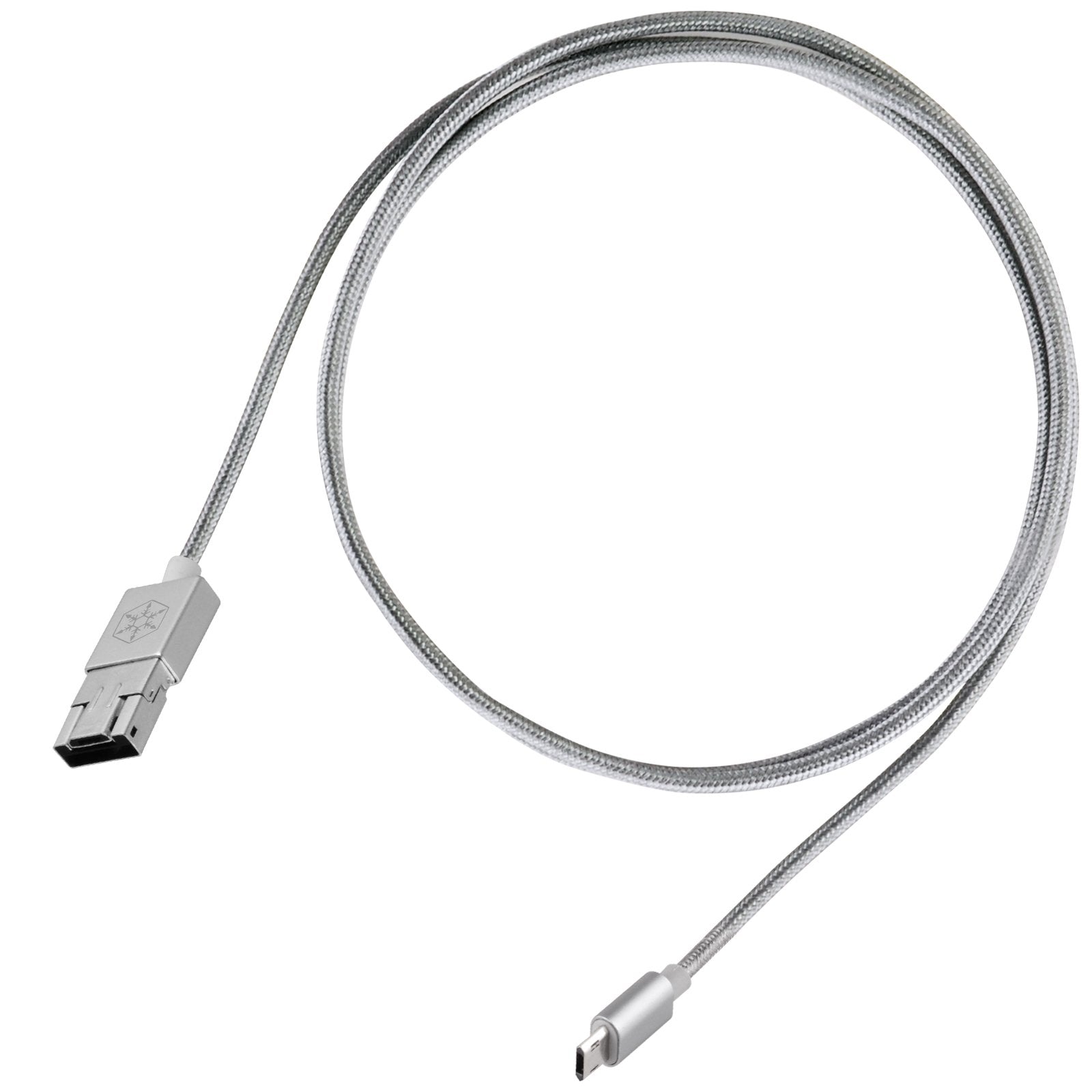 2 in 1 Micro-USB combo USB-A to Micro-B cable 1 meter(3.3ft), OTG function with Nylon Braided and aluminum shell, Charcoal