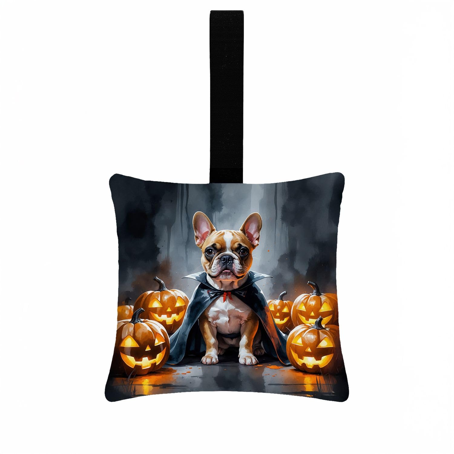 Carolines Treasures French Bulldog Puppy Halloween Mini Hanging Pillow Ornament 3.5  3.5 Decorative Door-Knob & Tree Hanger, Soft Fabric Cushion