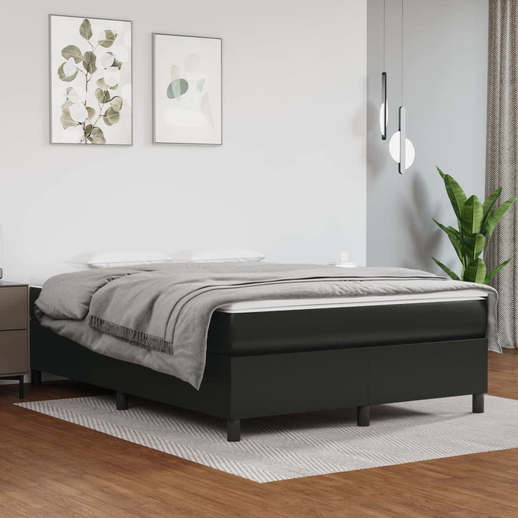 vidaXL Box Spring Bed Frame Black 53.9x74.8??Full Faux Leather