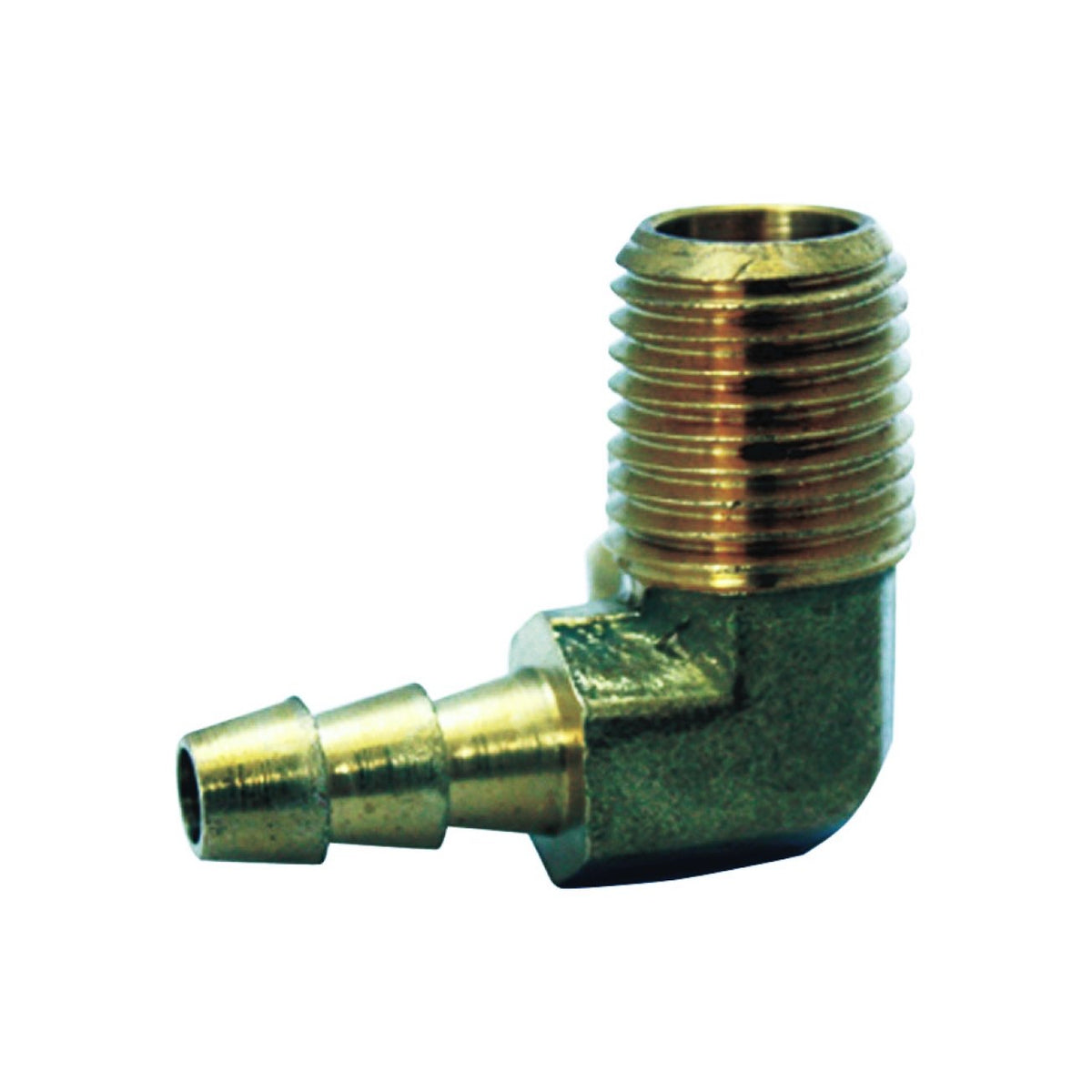 Jmf Brass Hose Barb Elbow 3/8 In. Dia. X 3/8 In. Dia. Yellow 1 Pk