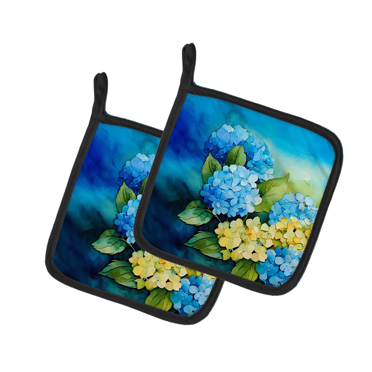 Hydrangeas in Watercolor Pair of Pot Holders