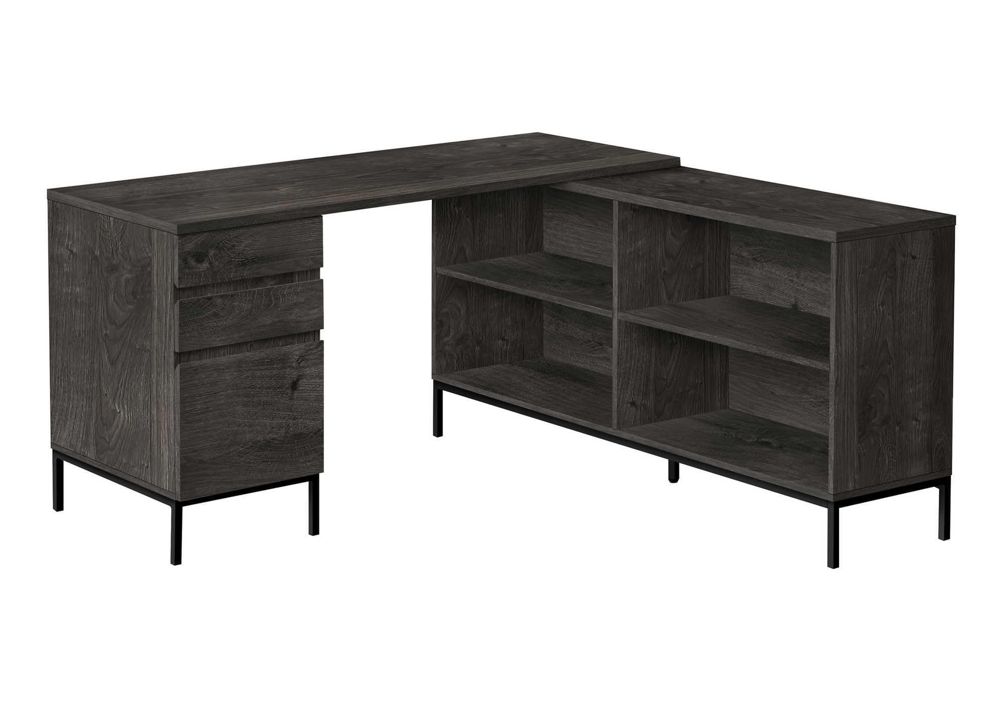 COMPUTER DESK - 60L / DARK GREY L-SHAPED CORNER
