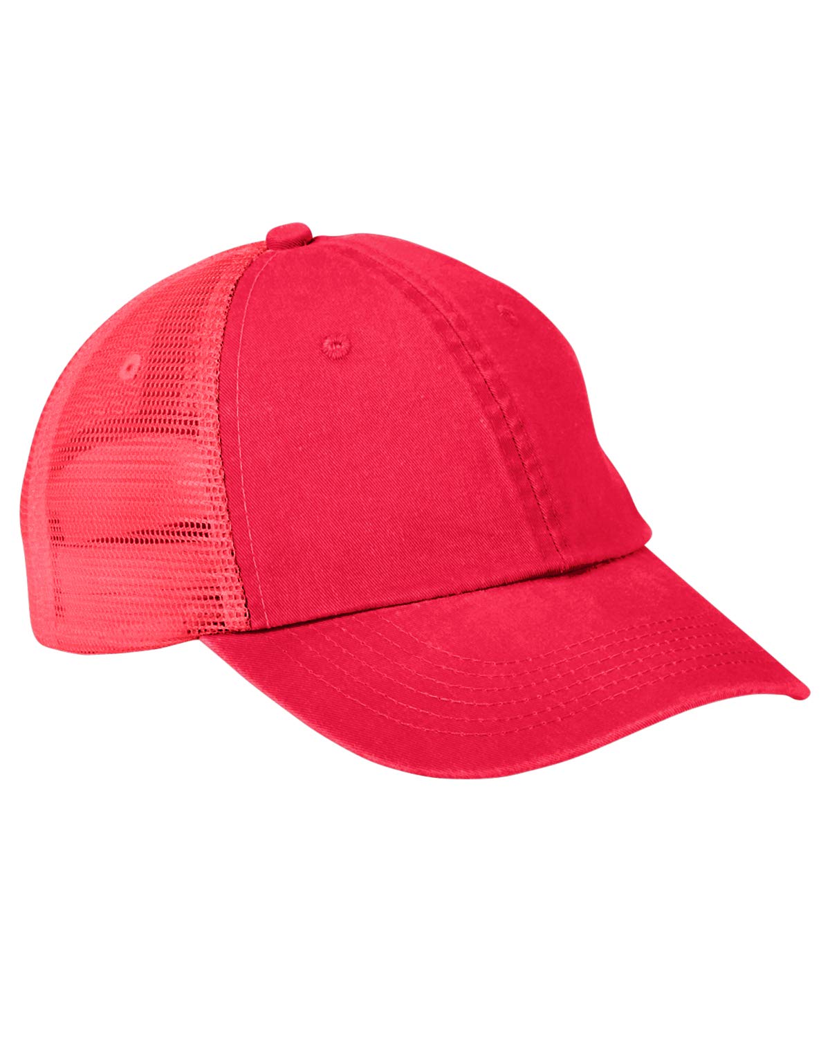 VB101 | VIBE- Cotton mid-weight twill crown and visor with nylon mesh back panels, six panel, unstructured, low-profile cap with heavy enzyme wash and dyed to match snap back cloure. - RED