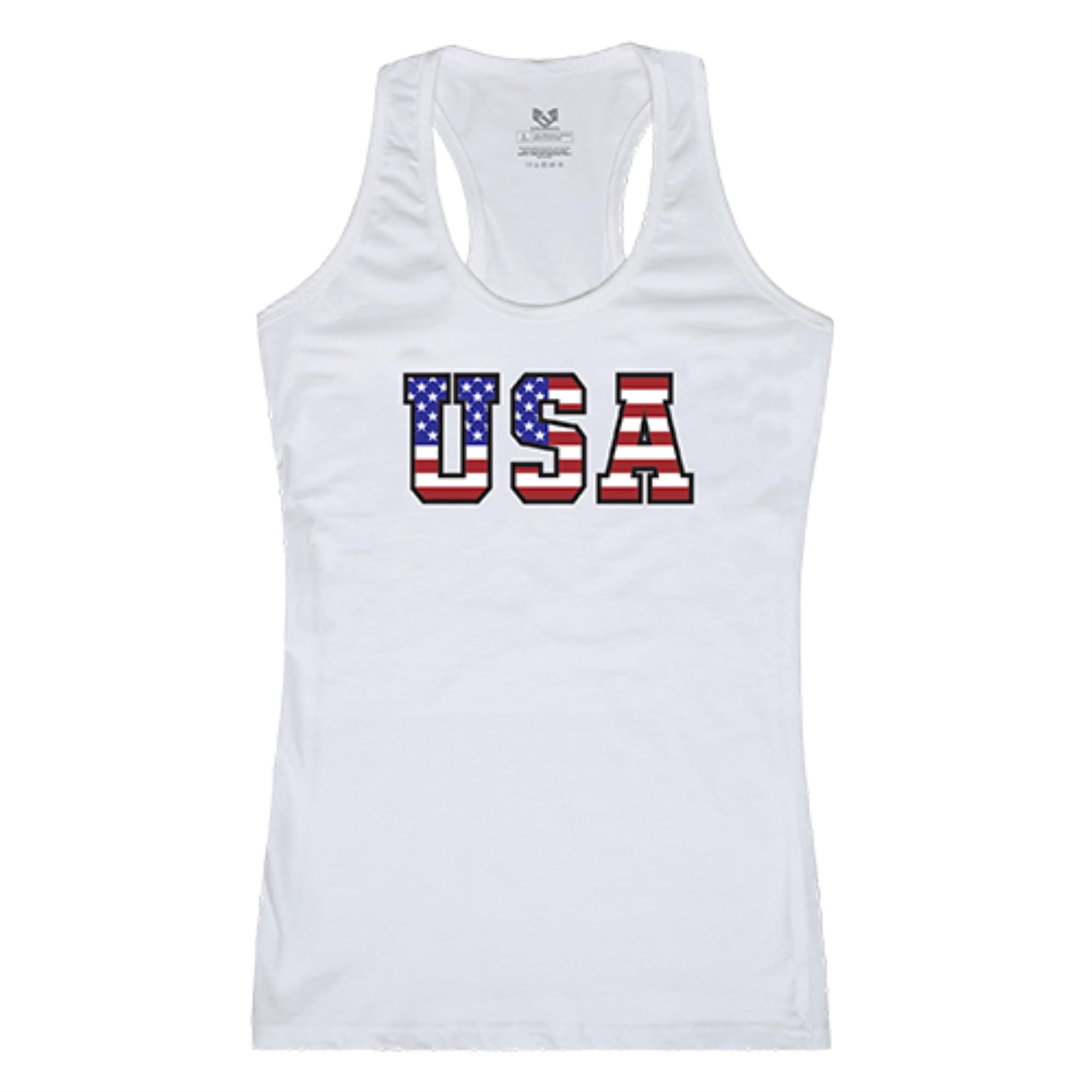Graphic Tank, Flag Text 2, White, 2X