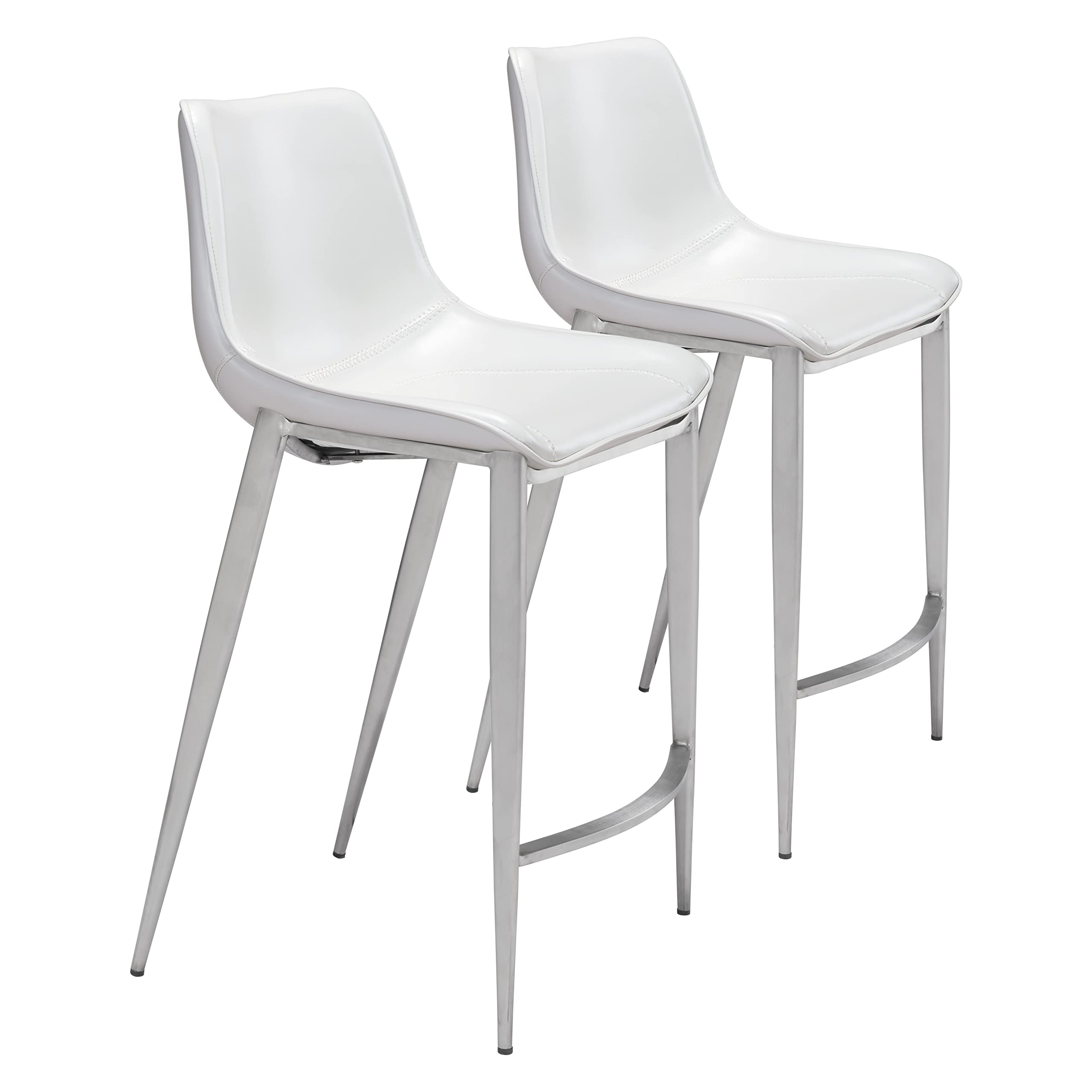 Magnus Counter Chair (Set Of 2) White & Silver