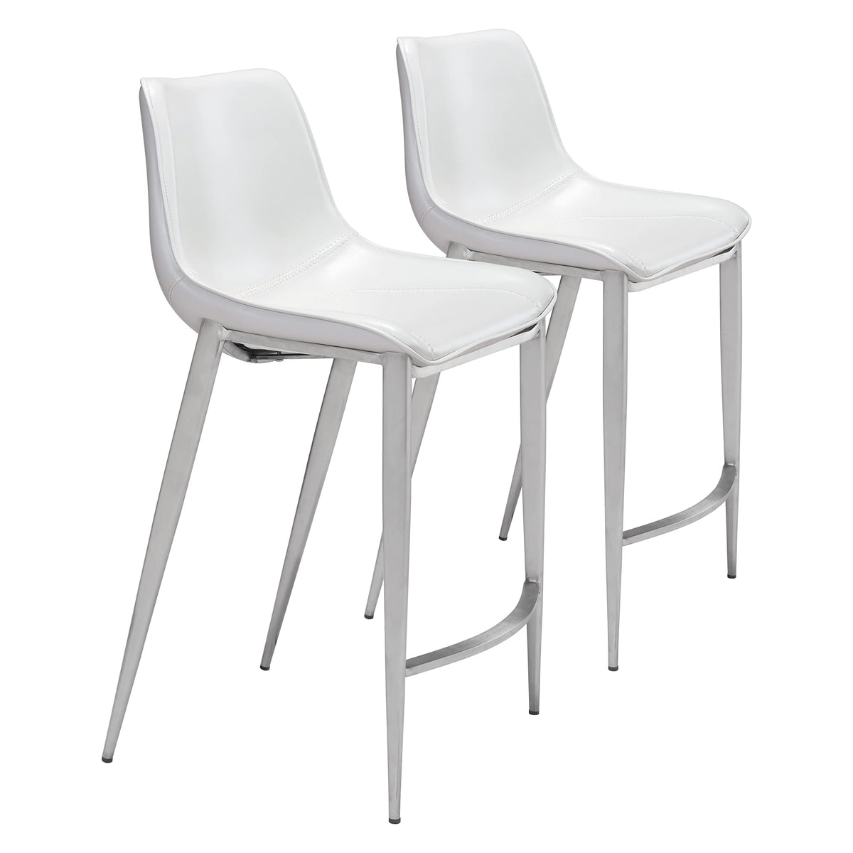 Magnus Counter Chair (Set Of 2) White & Silver