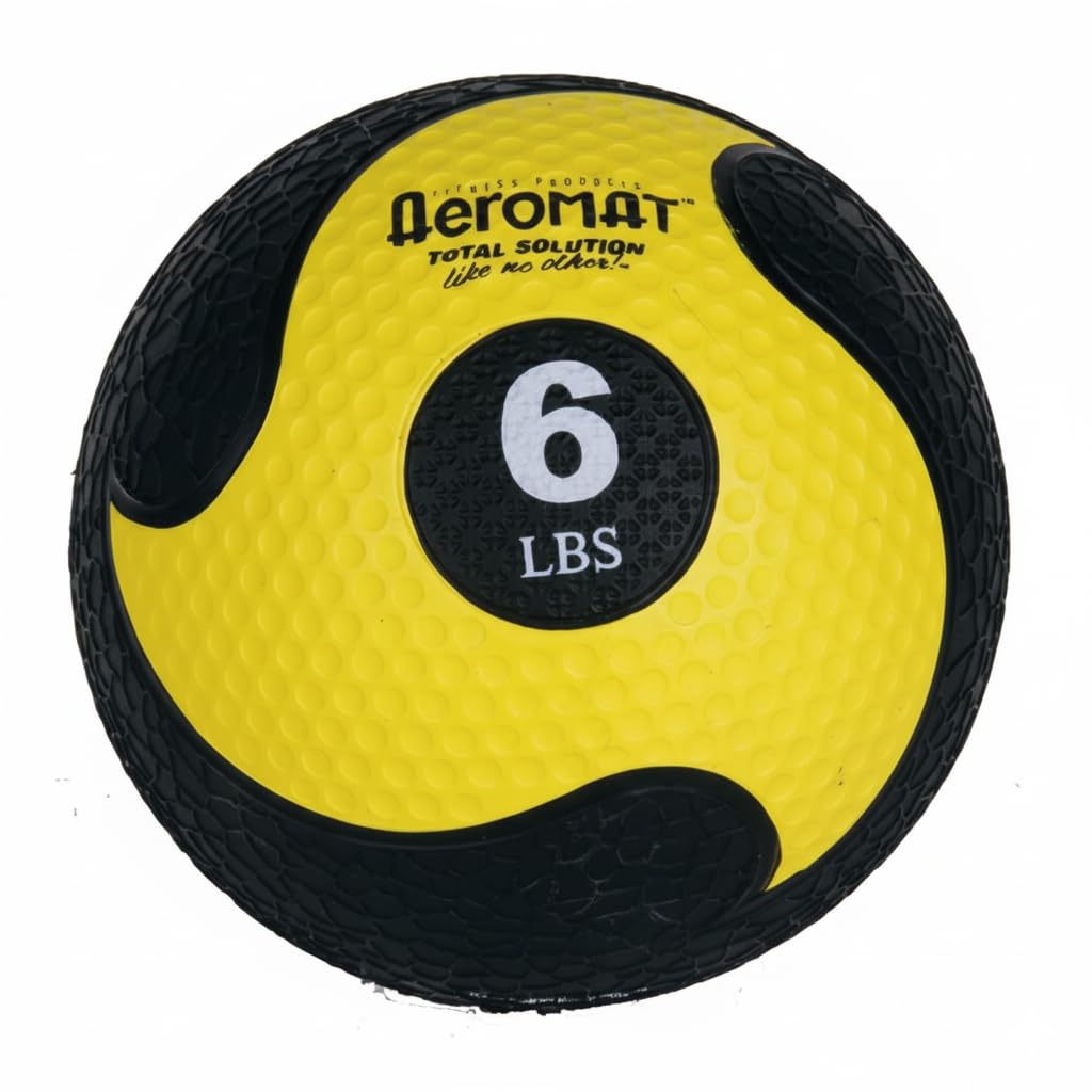 Deluxe Medicine Ball - 6 LB Black / Yellow - 9.0 in diameter