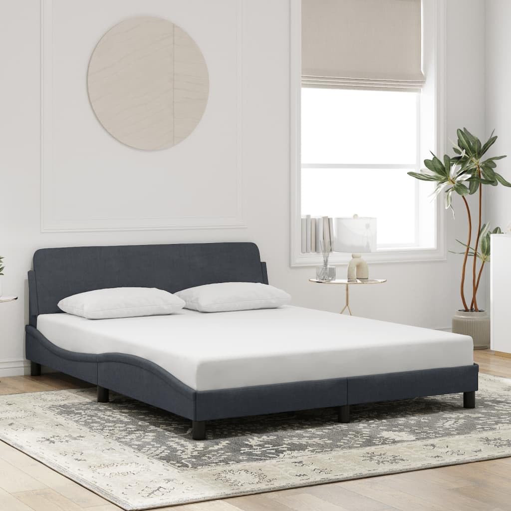 vidaXL Bed Frame without Mattress Dark Gray 59.8x79.9" Velvet"