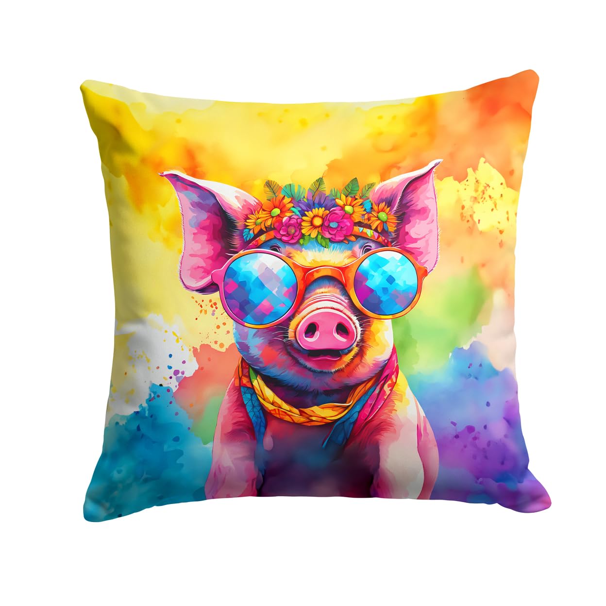 Hippie Animal Pig Throw Pillow