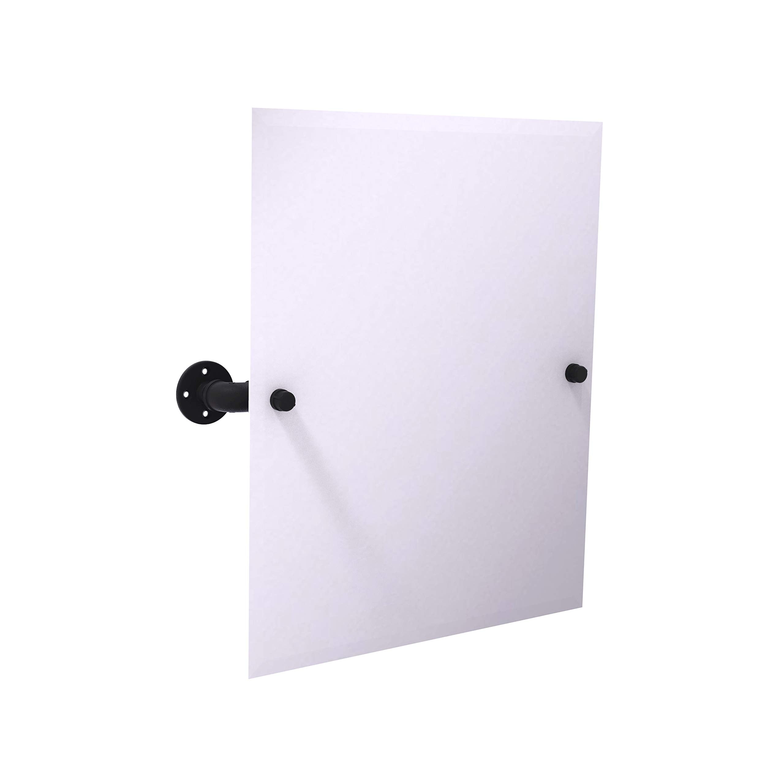 Pipeline Collection Frameless Rectangular Wall Mounted Tilt Mirror - Matte Black